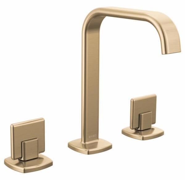 Allaria Widespread Bathroom Faucet - Square Spout 1.2 GPM Low-Flow Water-Saving Design - Single Handle Luxe Gold Finish (Model 65368LF GLLHP ECO Brizo) - Perfect for Modern Bathroom Vanities and Powder Rooms