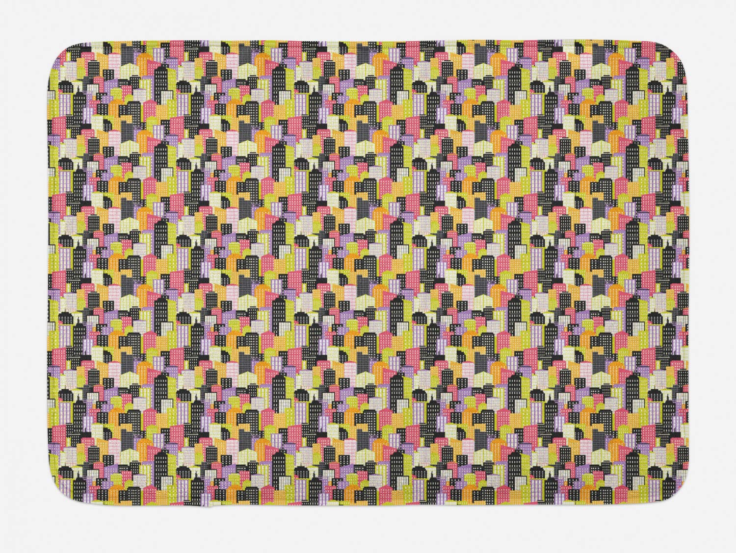 Ambesonne Non-Slip Plush Bath Mat with Metropolitan Architecture Design, 30.2