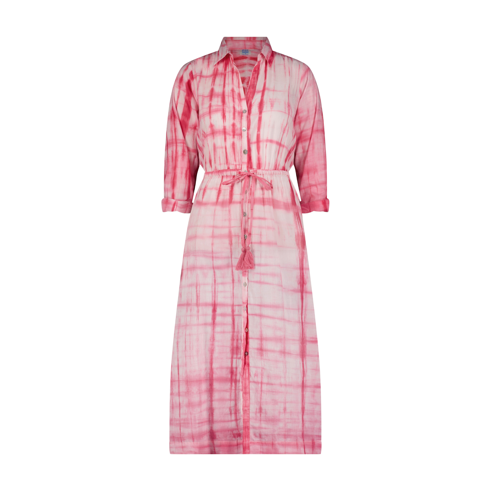 Anais Women's Button Front Shirtdress - Floral Hibiscus Shibori Print Casual Summer Dress for Beach, Vacation & Everyday Wear