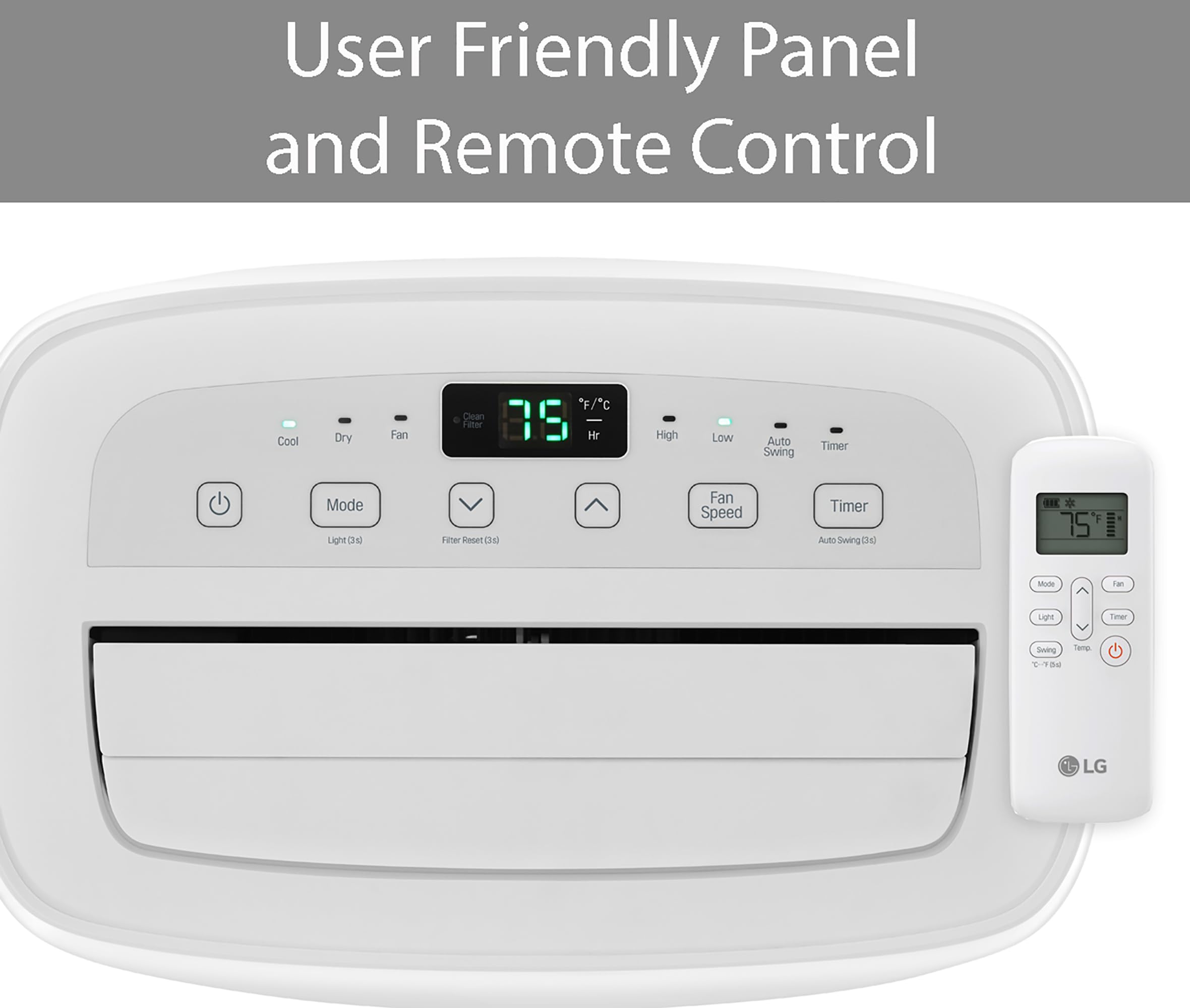 LG 7,000 BTU Portable Air Conditioner - Cools 300 Sq.Ft Rooms (12'x25') - Quiet Home AC Unit with LCD Remote & Window Kit - White - Perfect for Bedrooms, Offices & Small Apartments