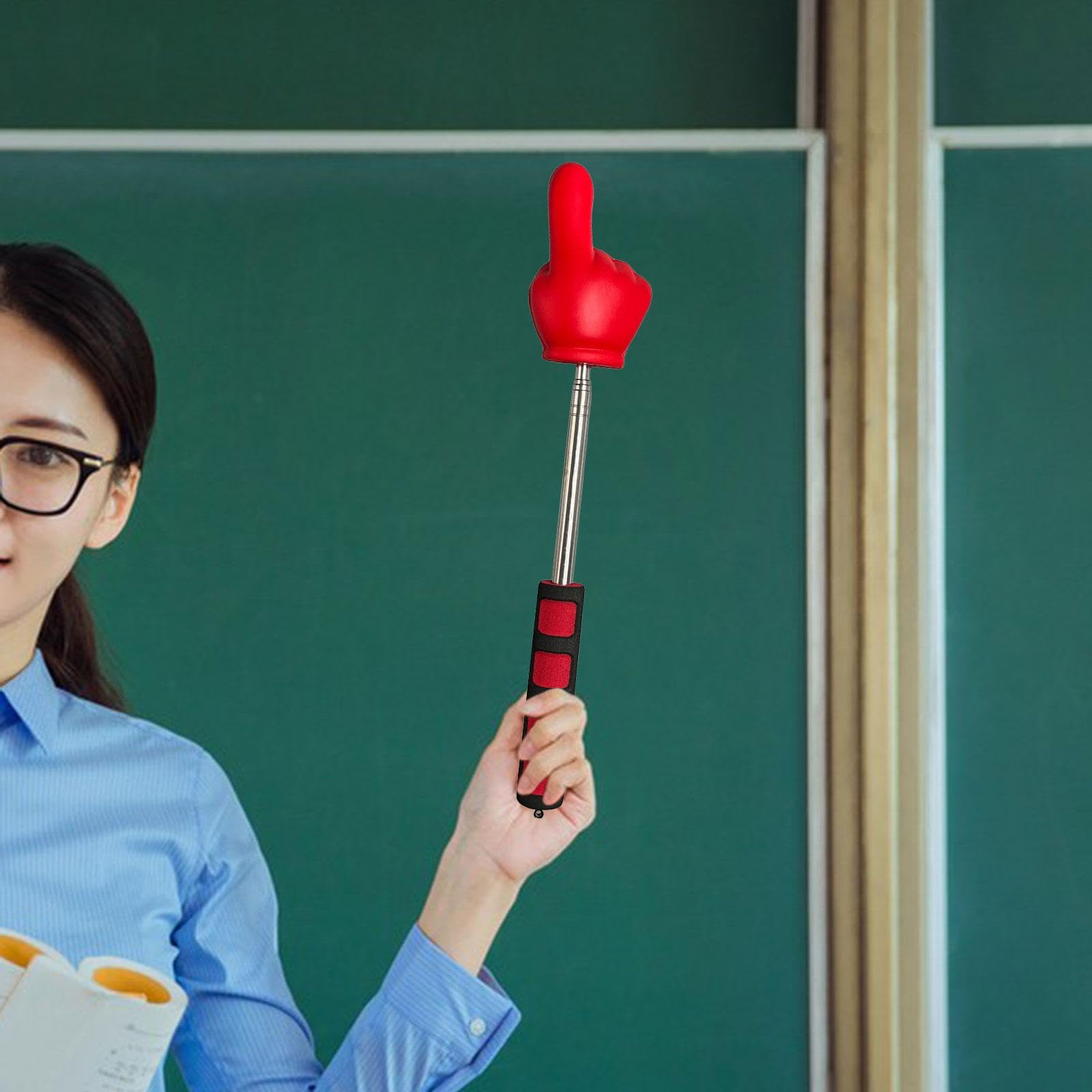 Retractable Teacher Pointer Stick - Whiteboard & Presentation Pointer for Classroom, Office, Meetings - Extendable Finger Pointer (Red) - Perfect for Teaching, Presenting, and Remote Learning