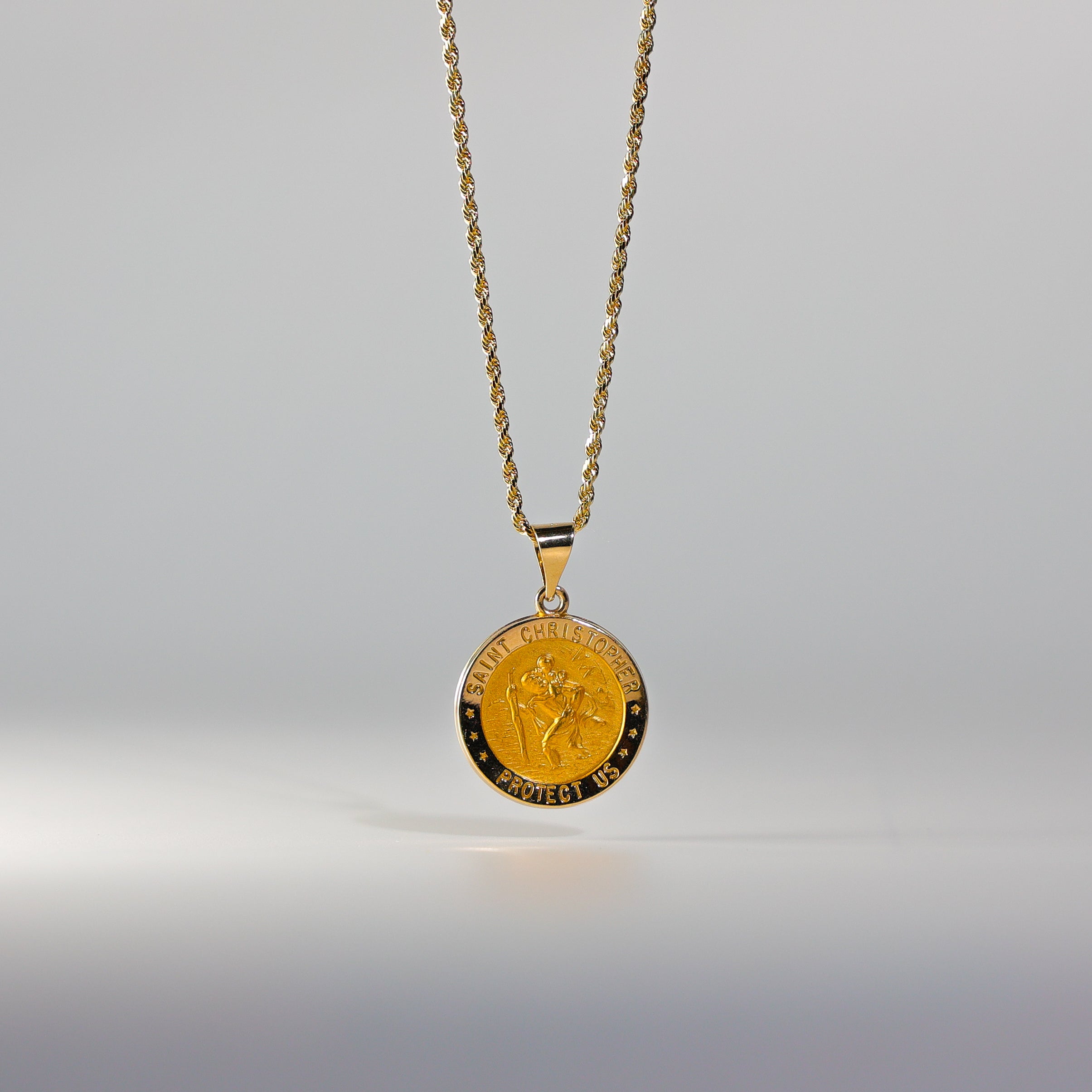 Gold Large Saint Christopher Hollow Medal Pendant Model 1240 - Religious Necklace for Men & Women - Perfect for Travel Protection, Baptism Gifts & Everyday Faith Jewelry