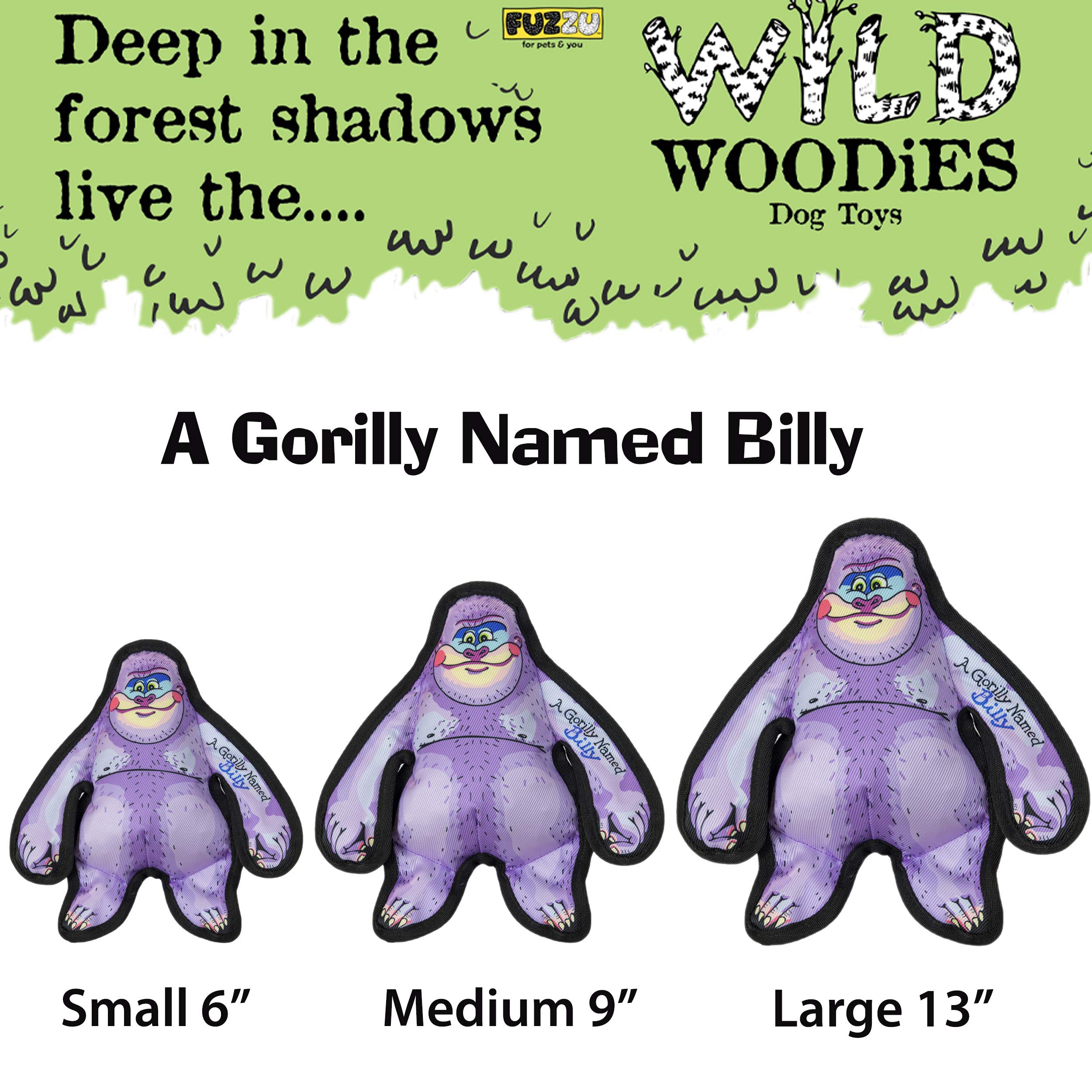 FUZZU Wild Woodies Gorilly Named Billy Durable Squeaky Dog Chew Toy - 9