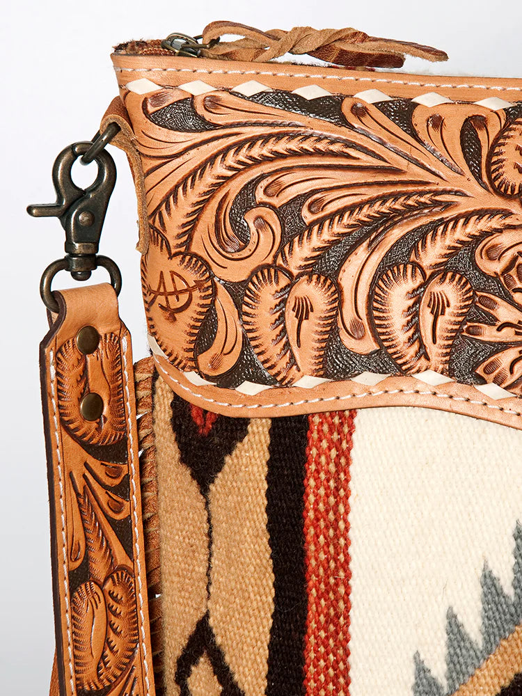 Authentic American Darling Aztec Blanket Tooled Leather Purse - Stylish Boho Crossbody Bag for Women, Perfect for Festivals, Travel & Everyday Use
