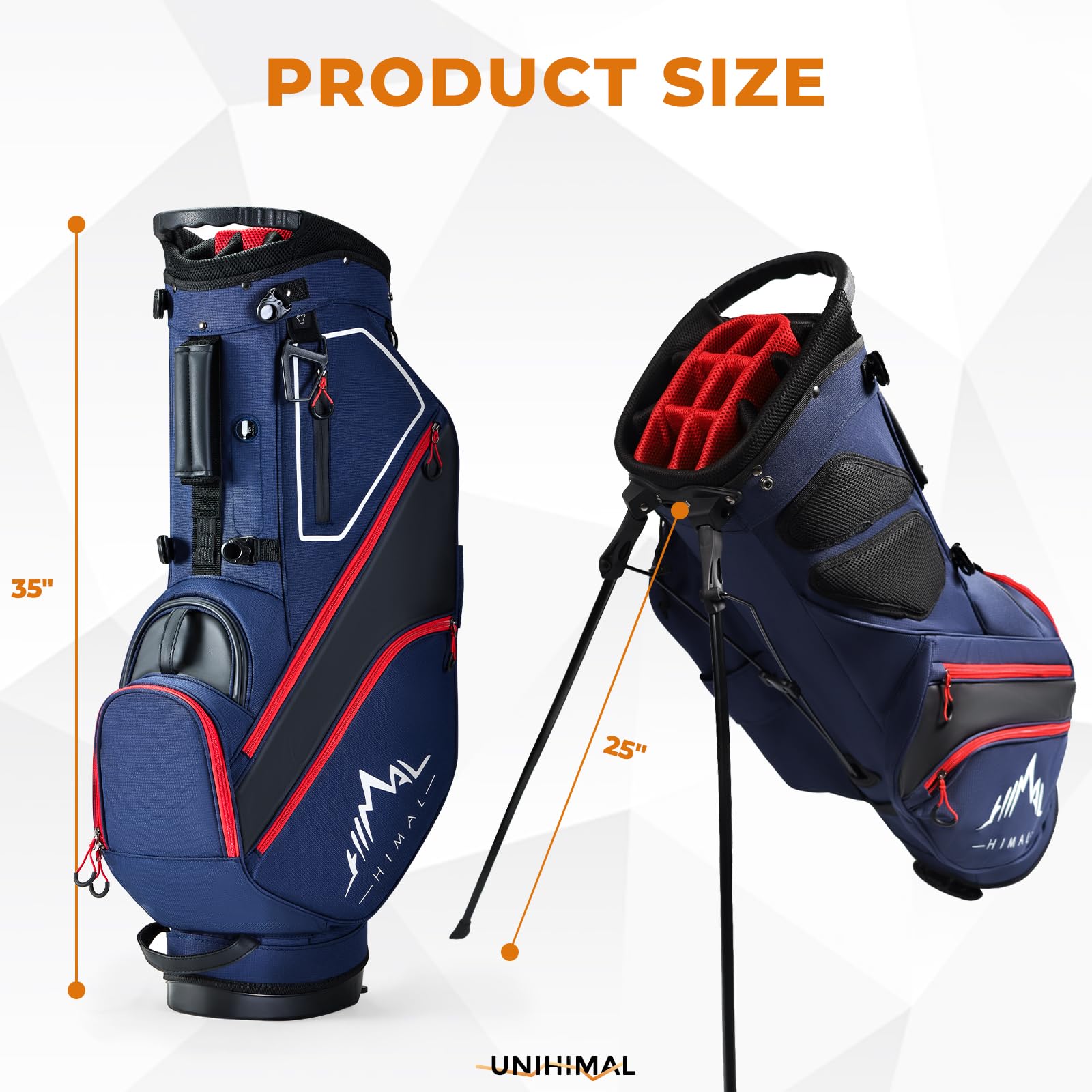 **14-Way Golf Stand Bag Lightweight for Men & Women - Multiple Pockets, Dual Strap & Rain Cover - Perfect for Driving Range, Tournaments & Travel**