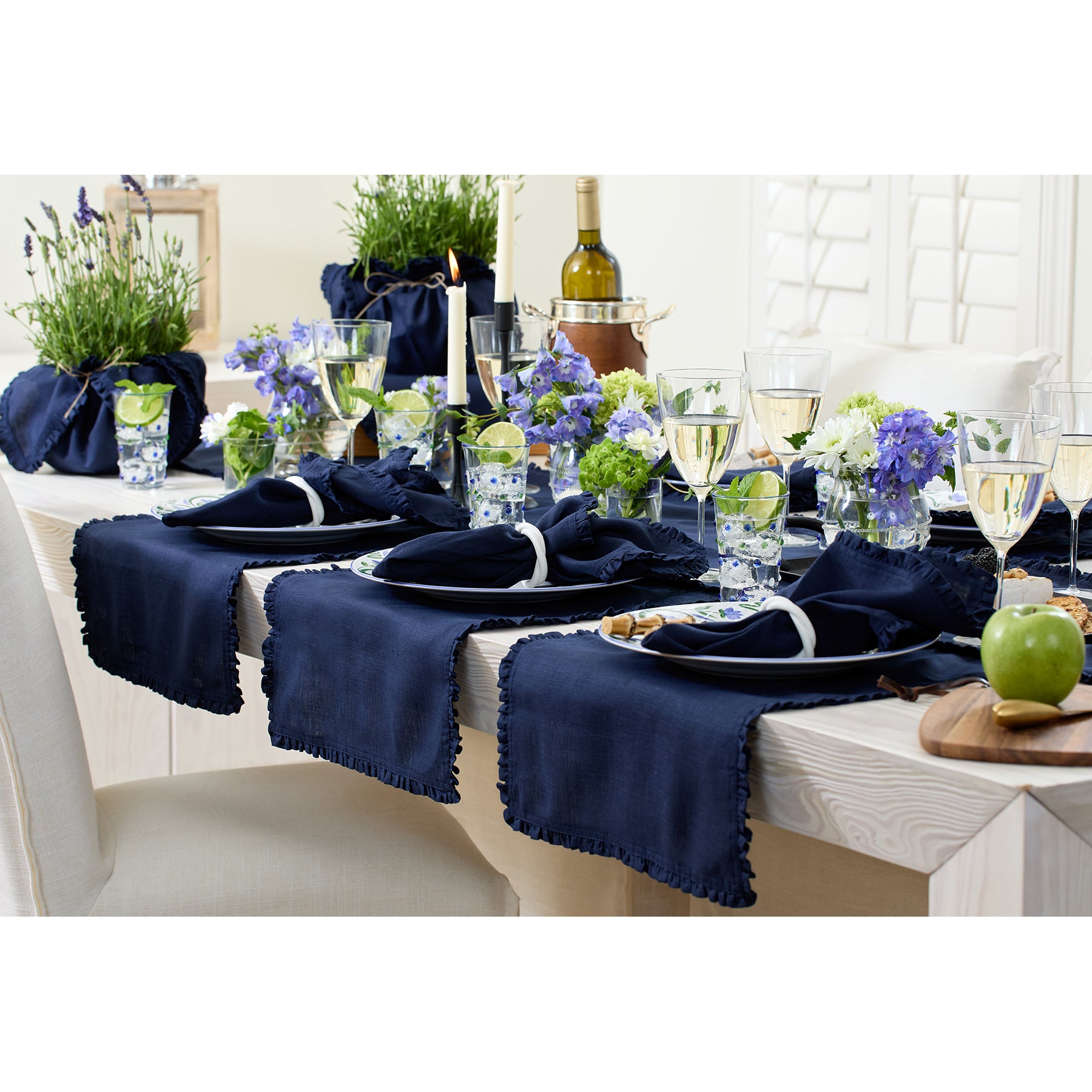 Juliette Ruffle Placemats Set of 4 - Elegant Table Decor for Dining Room, Kitchen, and Party Settings