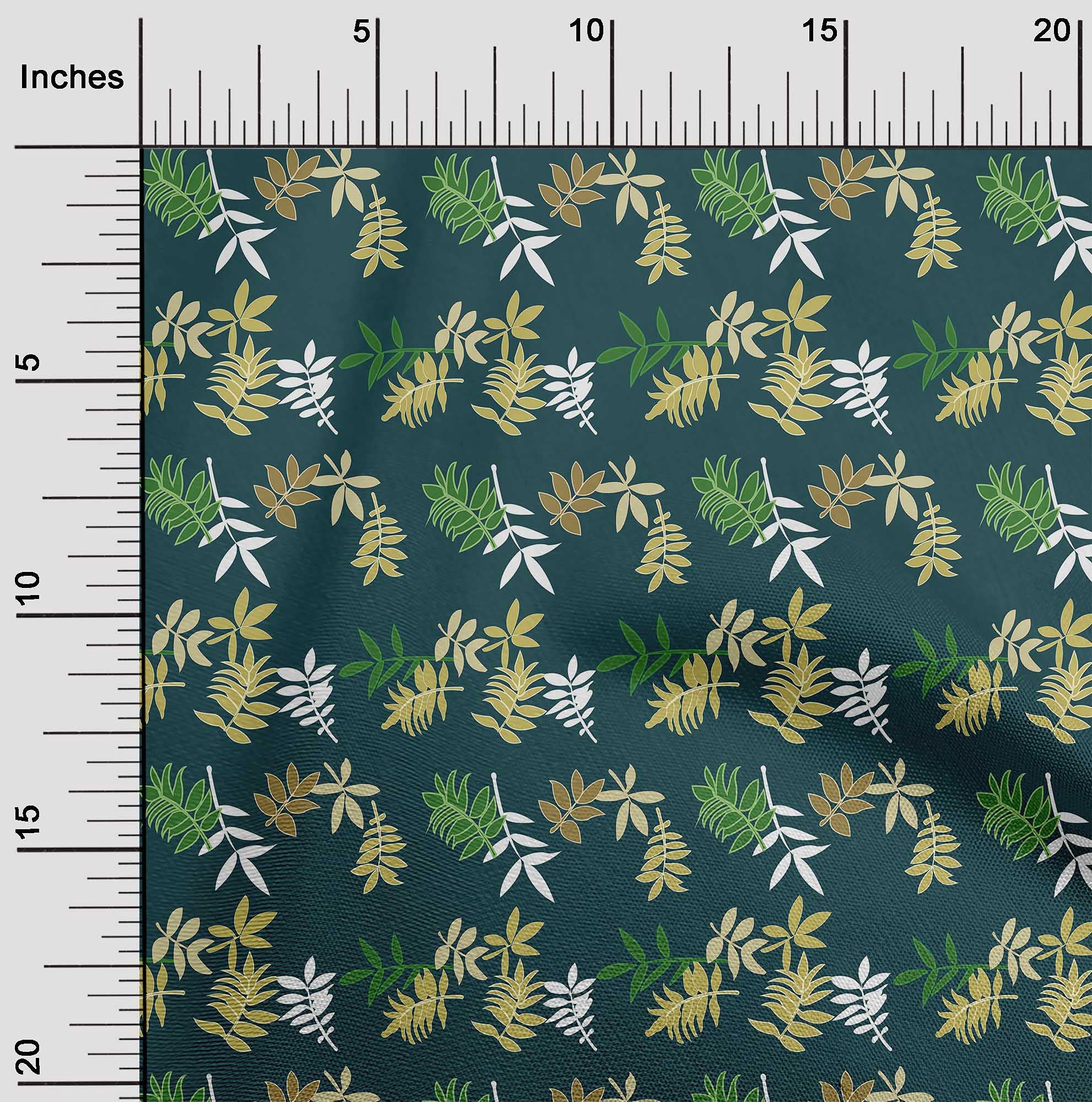 oneOone Cotton Jersey Teal Green Leaf Print Fabric by The Yard - 58 Inch Wide for DIY Clothing, Quilting & Sewing Projects | Soft Apparel Fabric for Dresses, T-Shirts & Home Decor