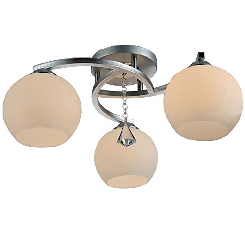 Modern Crystal Glass Ceiling Lamp - 3-Light Minimalist Chandelier for Bedroom, Living Room & Kids Room (45x45x23cm) | Elegant Home Lighting Fixture for Dining Room, Nursery & Hallway Decor