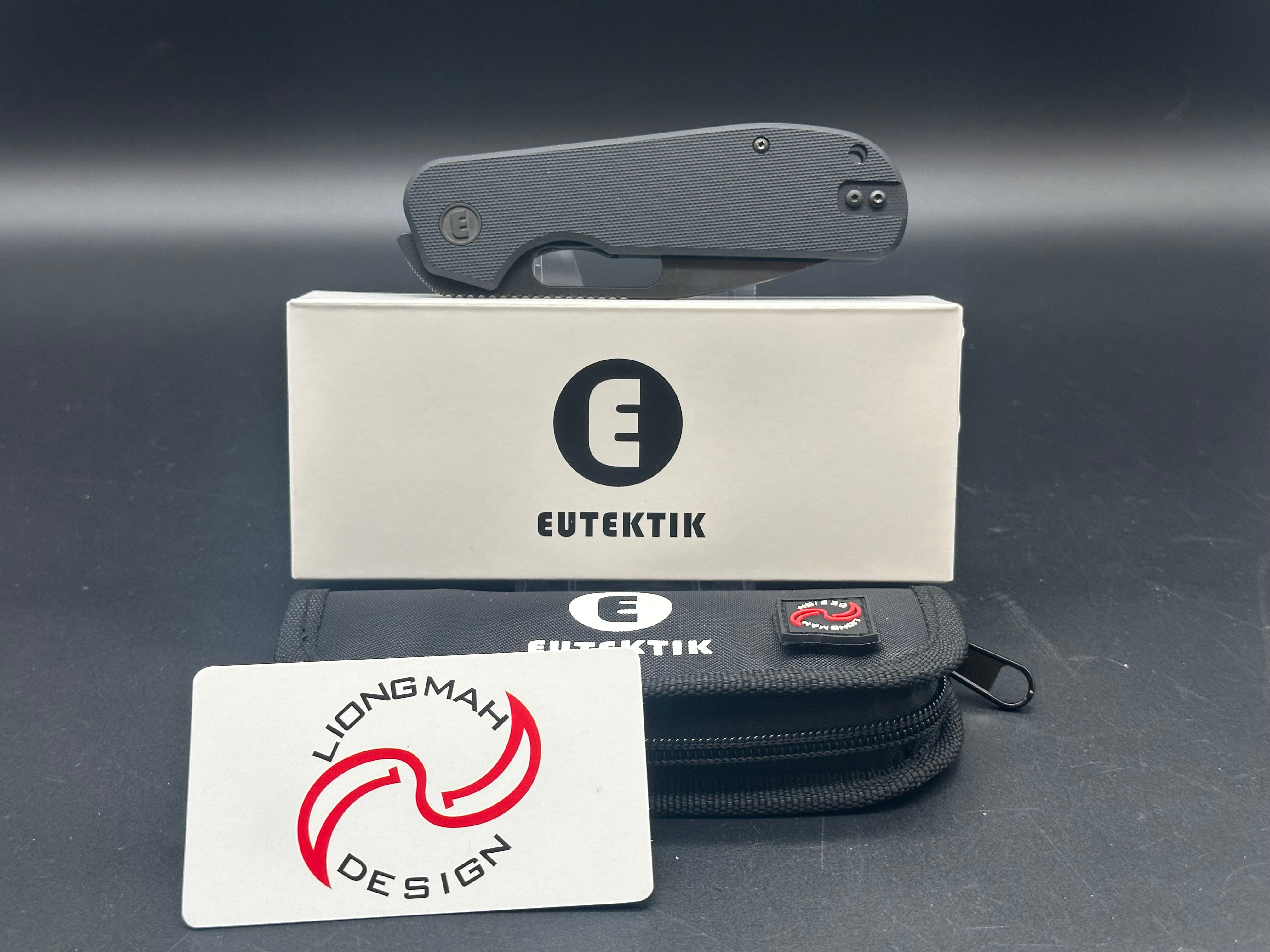 Eutektik EFD Blackwashed Folding Knife with LTK Koozie, Patch & Sticker - Tactical EDC Pocket Knife for Outdoor Camping, Hiking, and Survival Gear