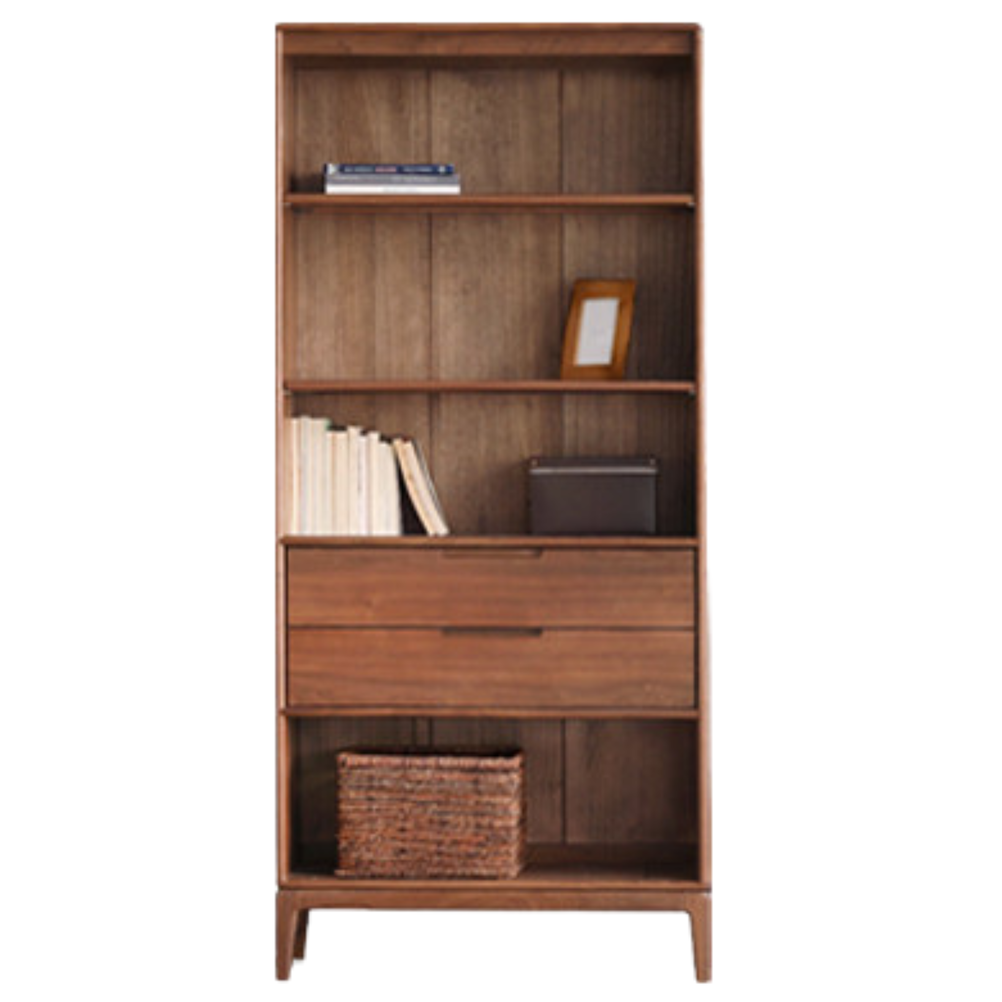 Premium Black Walnut & Ash Solid Wood Bookcase with Dust-Proof Glass Doors - Stylish Home Office & Living Room Storage Solution