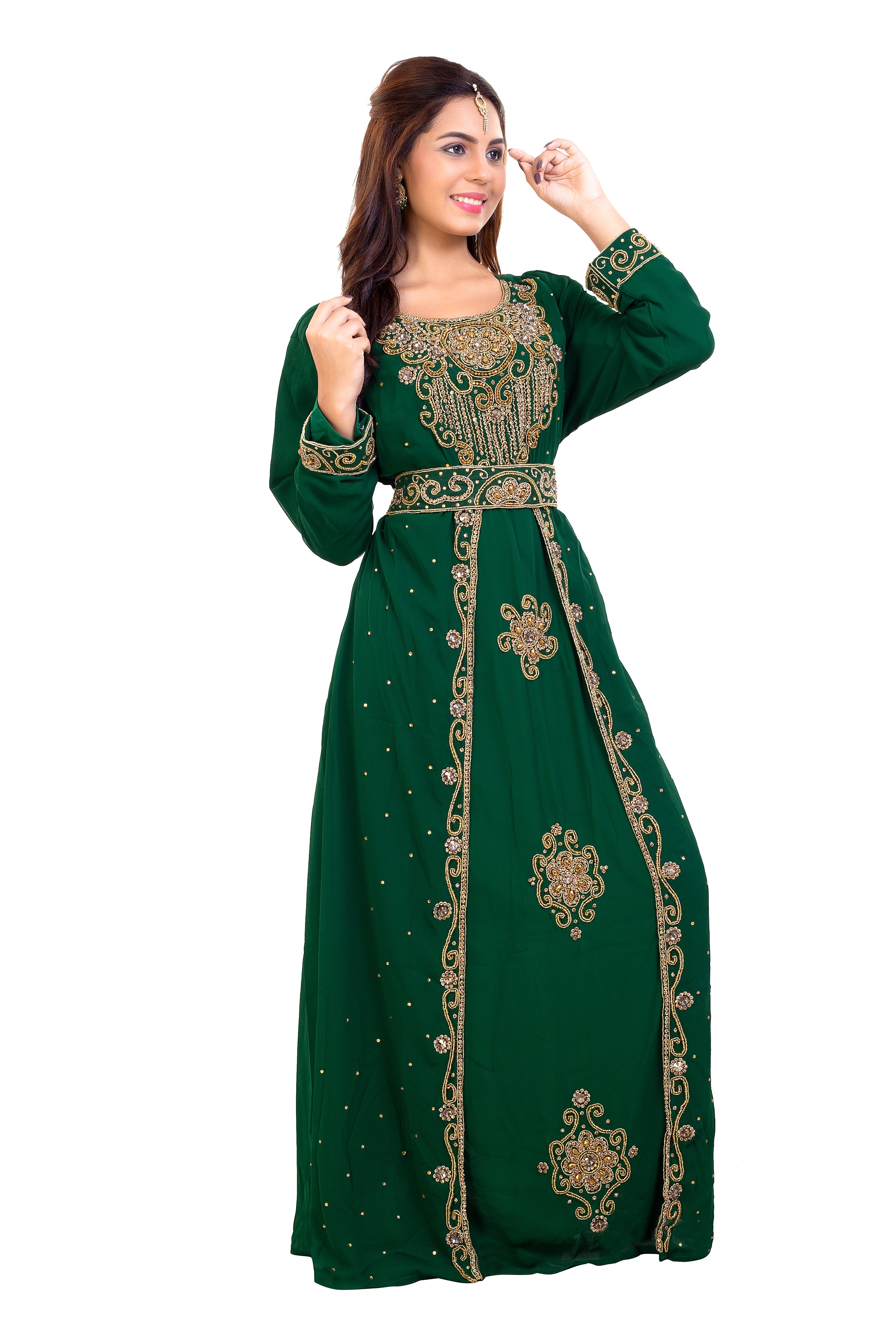 Traditional Algerian Kaftan Maxi Dress 7903 | Elegant Long Flowy Islamic Abaya for Women | Perfect for Eid, Weddings & Special Occasions