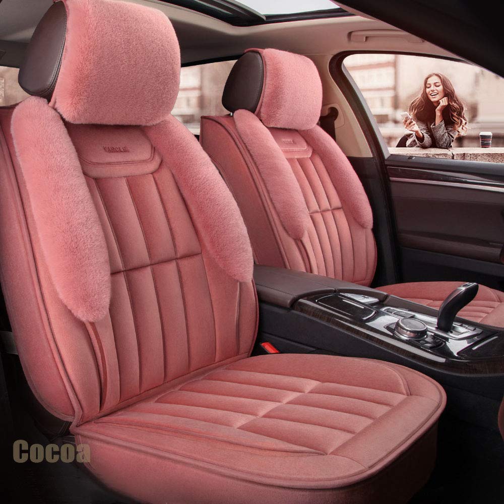 Universal Winter Plush Car Seat Cover - Faux Fur Material, Warm & Cozy for Cold Weather - Standard Size Cocoa Brown - Perfect for Car Seat Protection & Interior Comfort - Ideal for Daily Commute, Road Trips & Winter Driving