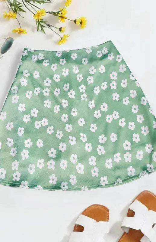 Women's High Waist Satin Printed A-Line Mini Skirt - Sexy Stretchy Party Skirt for Night Out, Club, Date Night & Summer Outfits