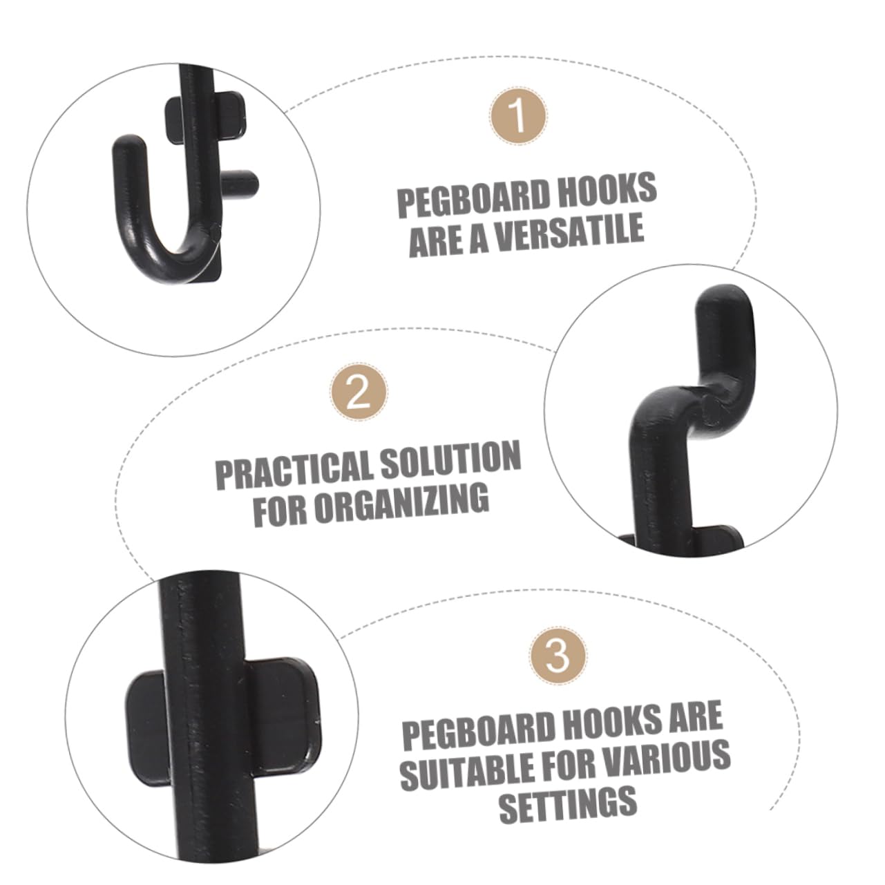 10-Piece KITANDOVE Pegboard Hooks - Heavy Duty Drill & Pliers Holder for Garage Tool Organization - Perfect for Wall Mounted Tool Storage in Workshops, Garages and DIY Spaces