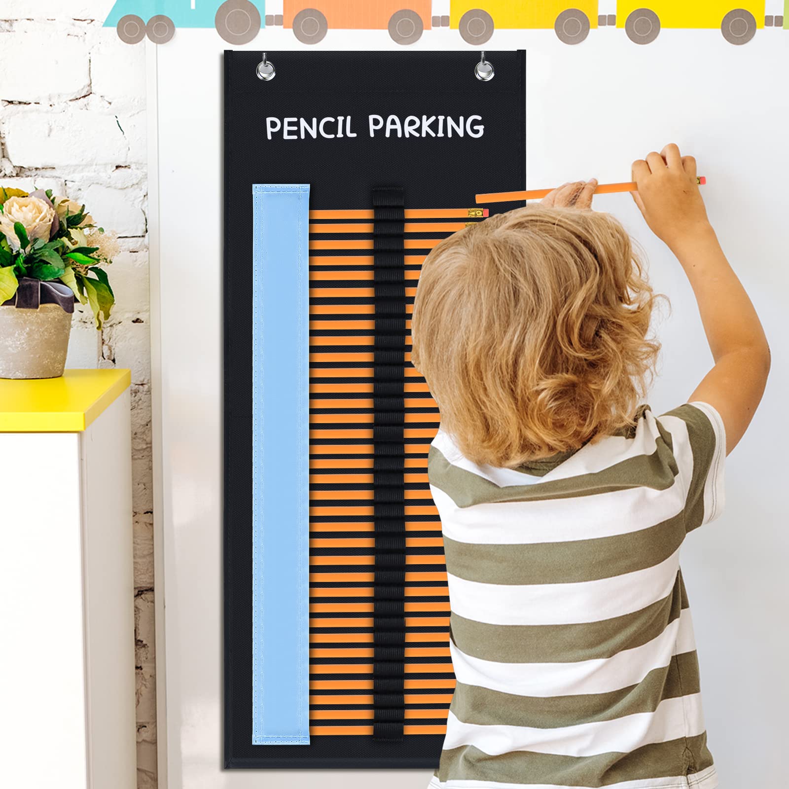 2-Pack Black Hanging Pencil Holder for Classroom - Organize Pens, Colored Pencils & School Supplies - Each Holds 36 Pencils - Perfect for Teachers, Students & Back to School Organization
