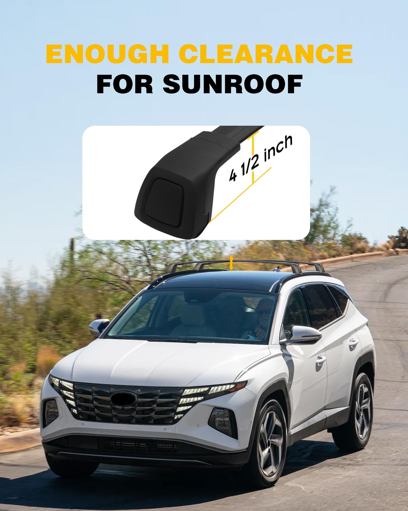 2022-2025 Hyundai Tucson Roof Rack Cross Bars - Heavy Duty Cargo Carrier with Flush Side Rails | Perfect for Camping, Road Trips & Outdoor Adventures