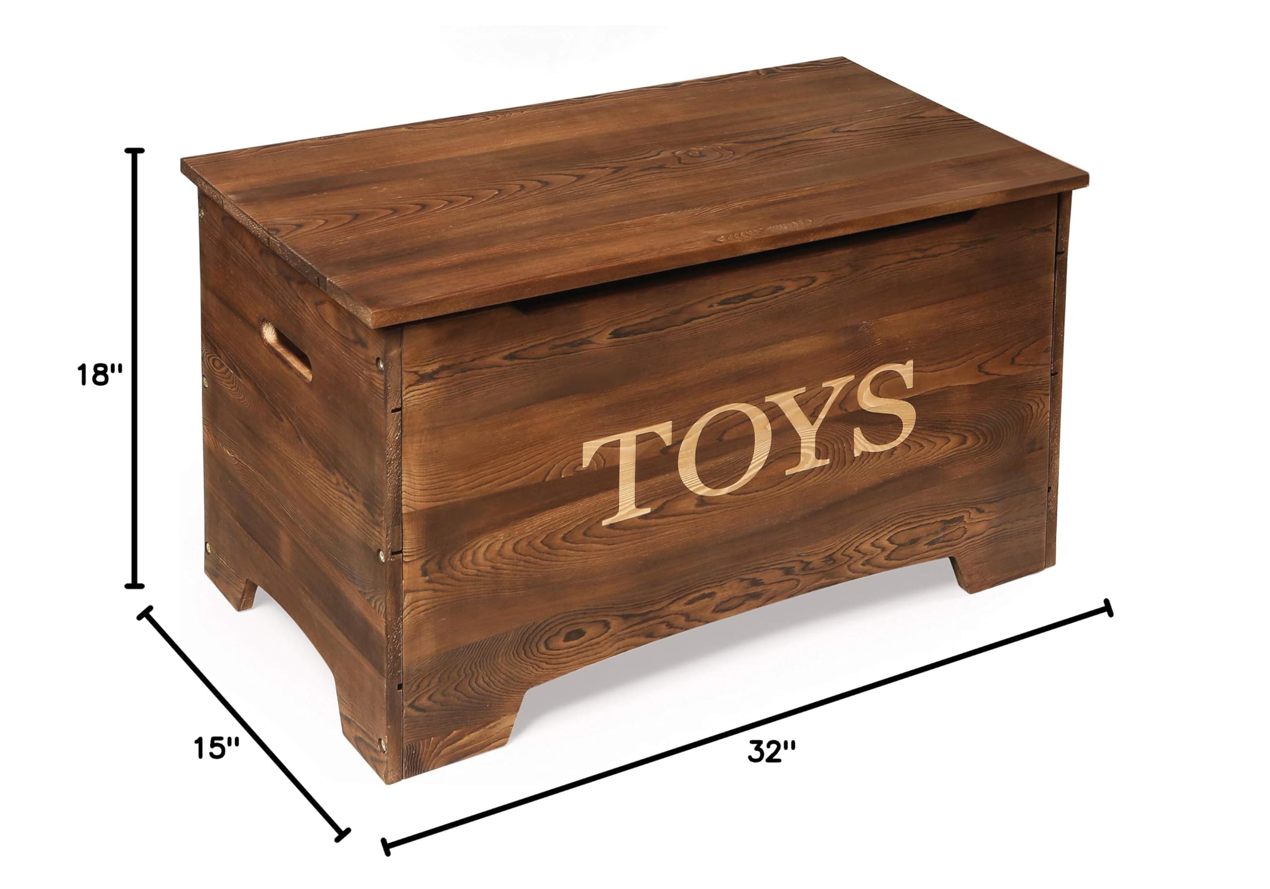 Badger Basket Rustic Solid Wood Toy Box in Caramel Brown – Safe & Customizable Kids Toy Storage Organizer | Perfect for Nursery, Playroom & Bedroom Organization