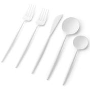 Premium Noble Collection White Flatware Set - 40-Piece Service for 8 - Elegant Stainless Steel Cutlery Set for Fine Dining, Wedding Registry & Formal Dinner Parties