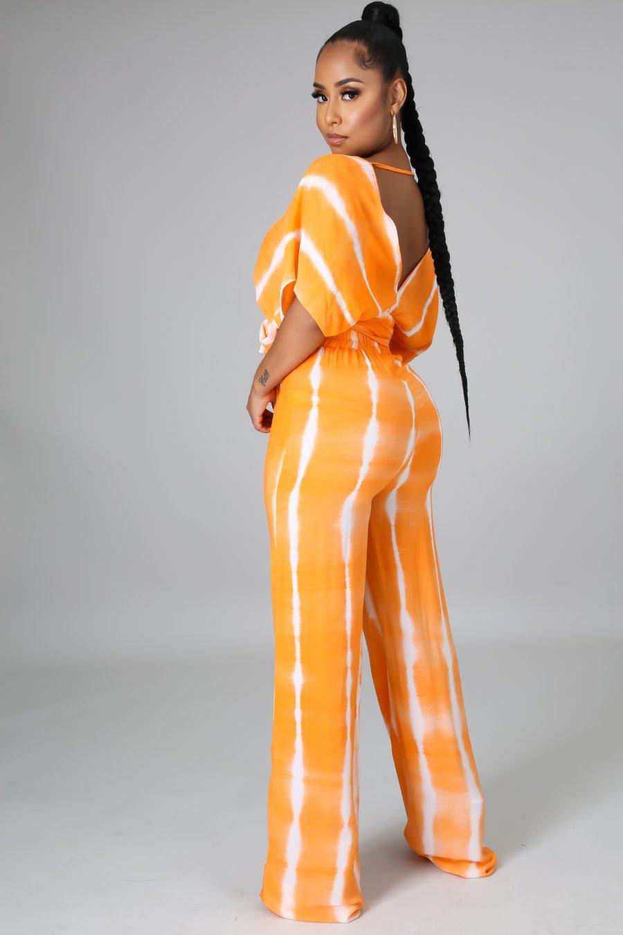 Island Living Palazzo Pant Set - Flowy & Comfortable Women's Lounge Pants in Orange for Beach Vacation & Summer Relaxation