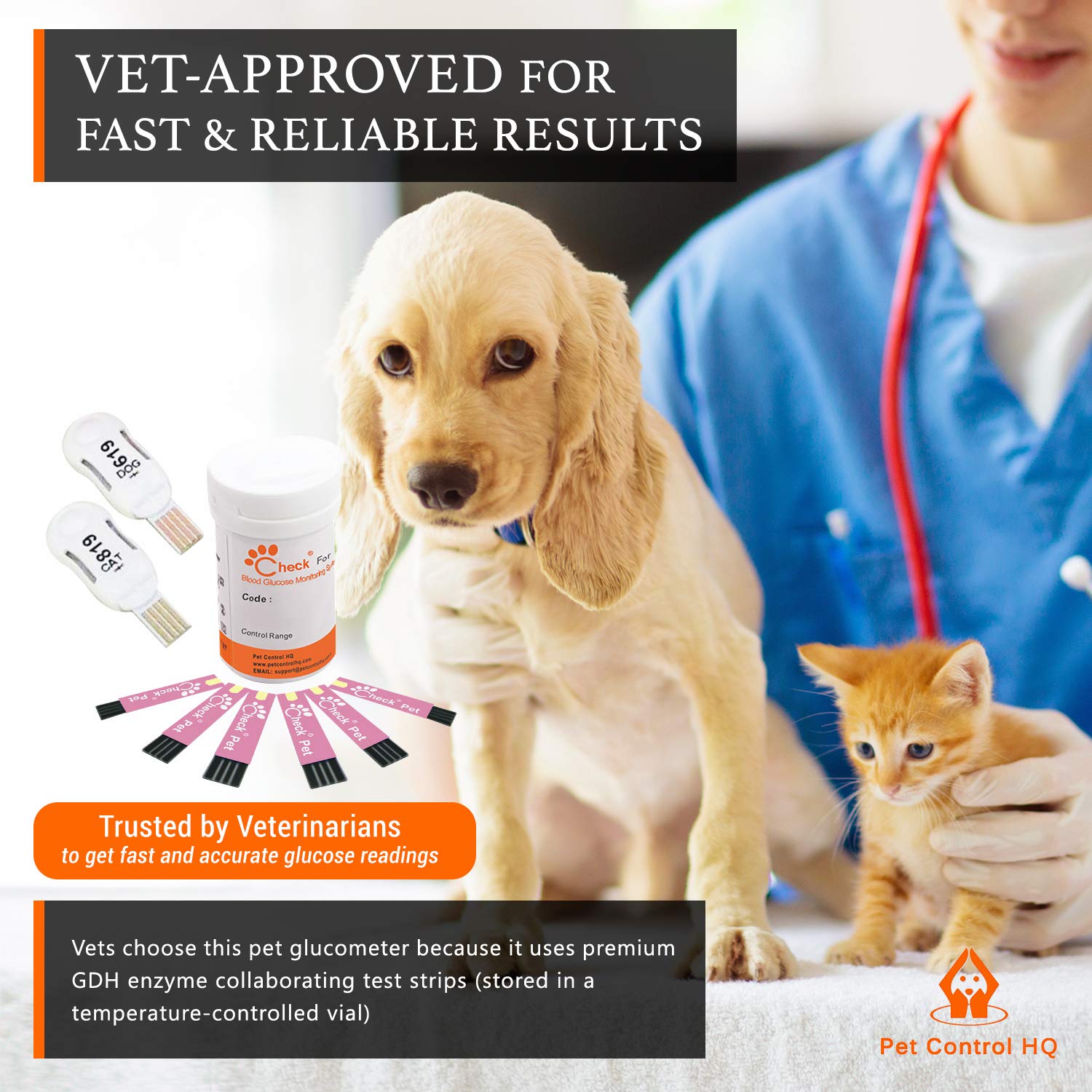 Pet Blood Glucose Monitor Kit for Dogs & Cats - Includes 50 Test Strips | At-Home Diabetes Testing for Pets | Vet-Recommended Glucose Meter for Pet Health Monitoring