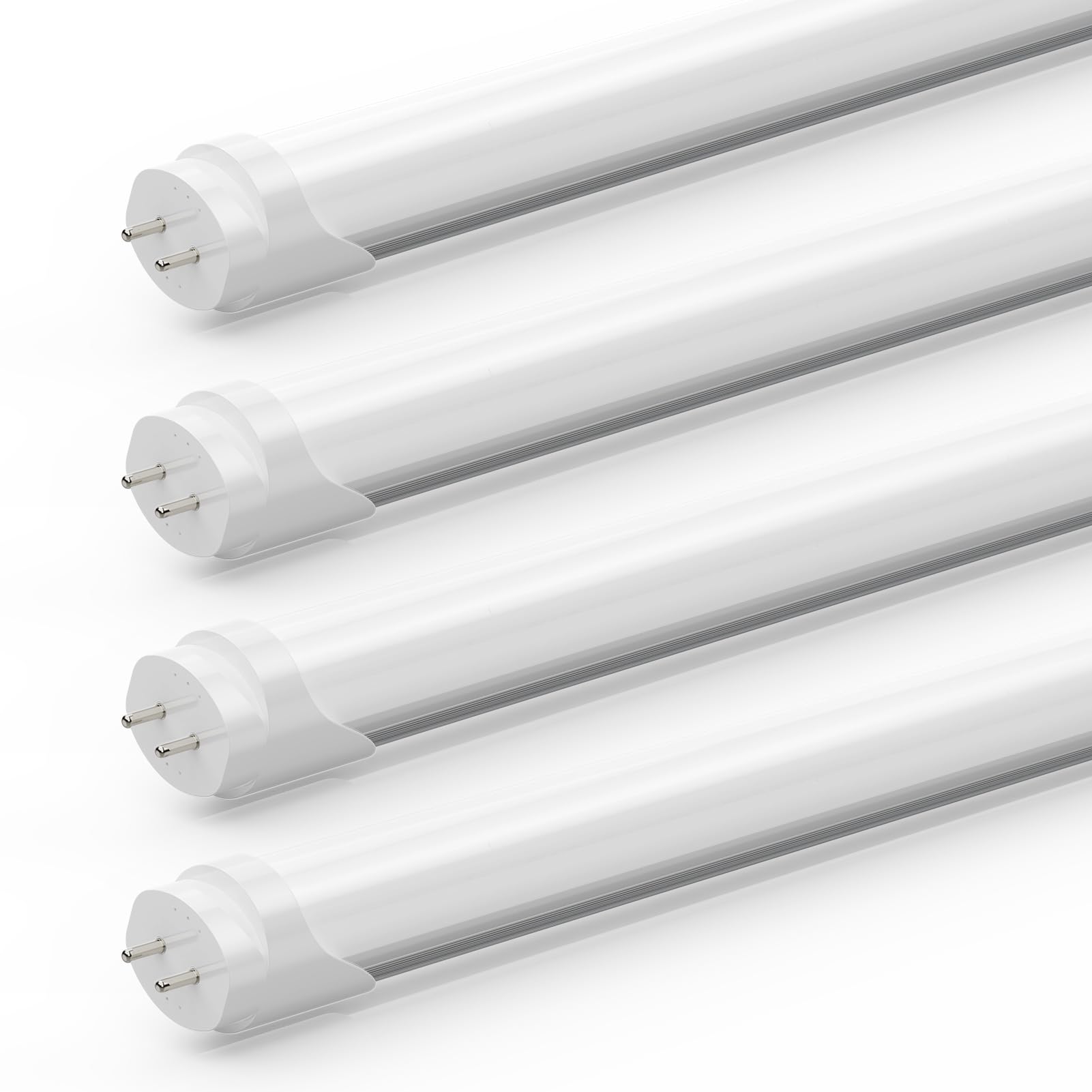 T8 LED Bulbs 4Ft, 24W 3120 Lumen, T10 T12 65W Equivalent Fluorescent Replacement, 6500K Cool White, Type A+B 4 Foot Tube Light - Energy Efficient Lighting for Office, Shop, Warehouse & Garage (4 Pack)