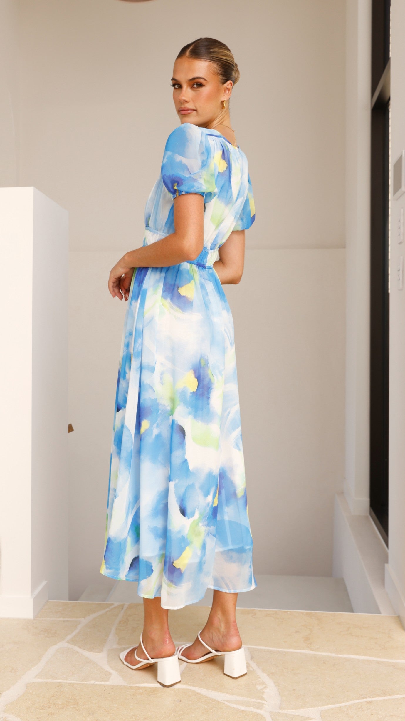 Amberose Maxi Dress for Women - Blue & Green Flowy Summer Beach Dress | Perfect for Vacations, Parties & Casual Outings