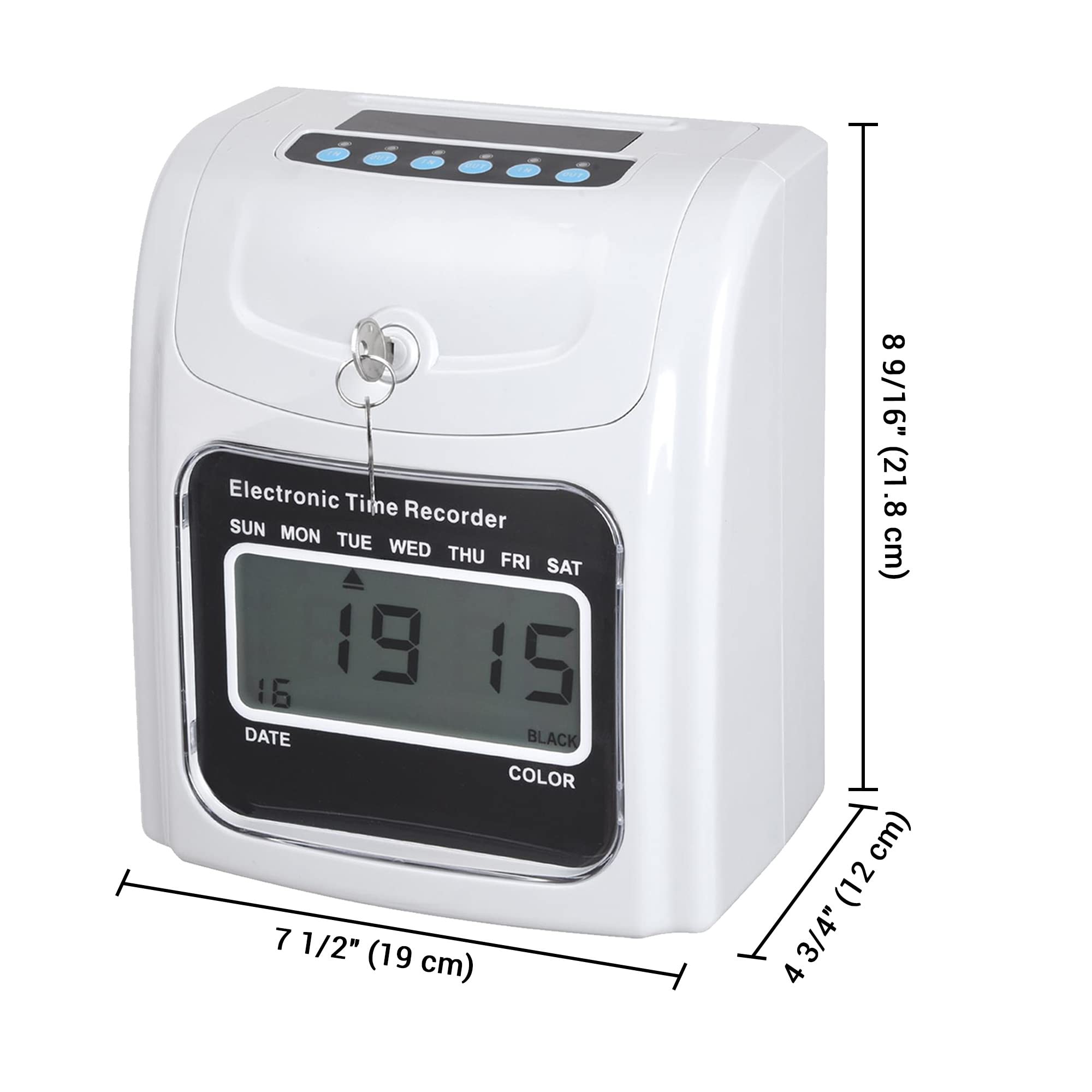 Yescom Employee Attendance Punch Time Clock with LCD Display & 100 Cards - Biometric Payroll Recorder for Small Business Time Tracking - Perfect for Offices, Retail Stores, and Warehouse Staff Management