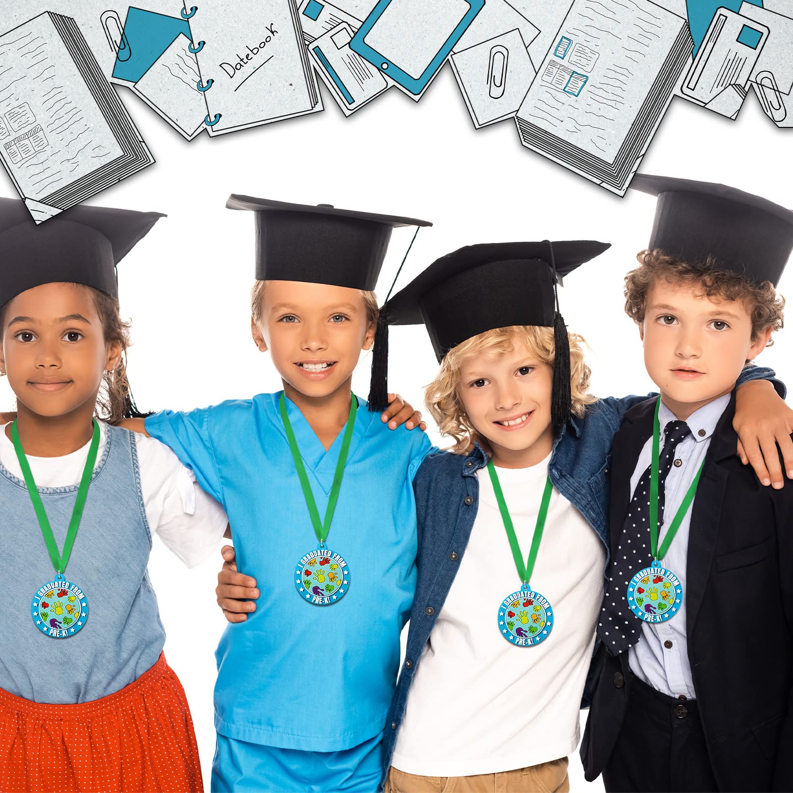 Tigeen Kids Graduation Medal with Neck Ribbon - 2 Inch Preschool & Kindergarten Award Medals for Pre-K Ceremony - Perfect as Graduation Gifts & Party Favors for End of Year Celebrations