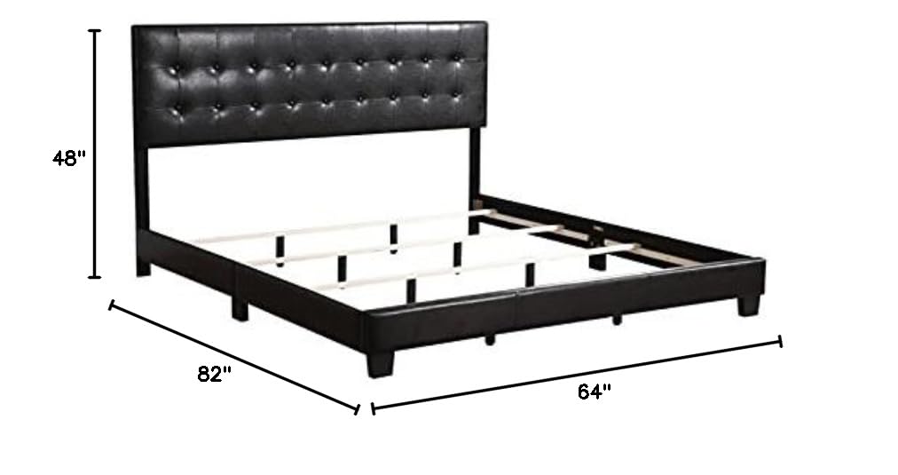 Glory Furniture Caldwell Faux Leather Panel Queen Bed Frame - Black Upholstered Headboard for Modern Bedroom Decor | Perfect for Master Bedrooms, Guest Rooms & Apartments