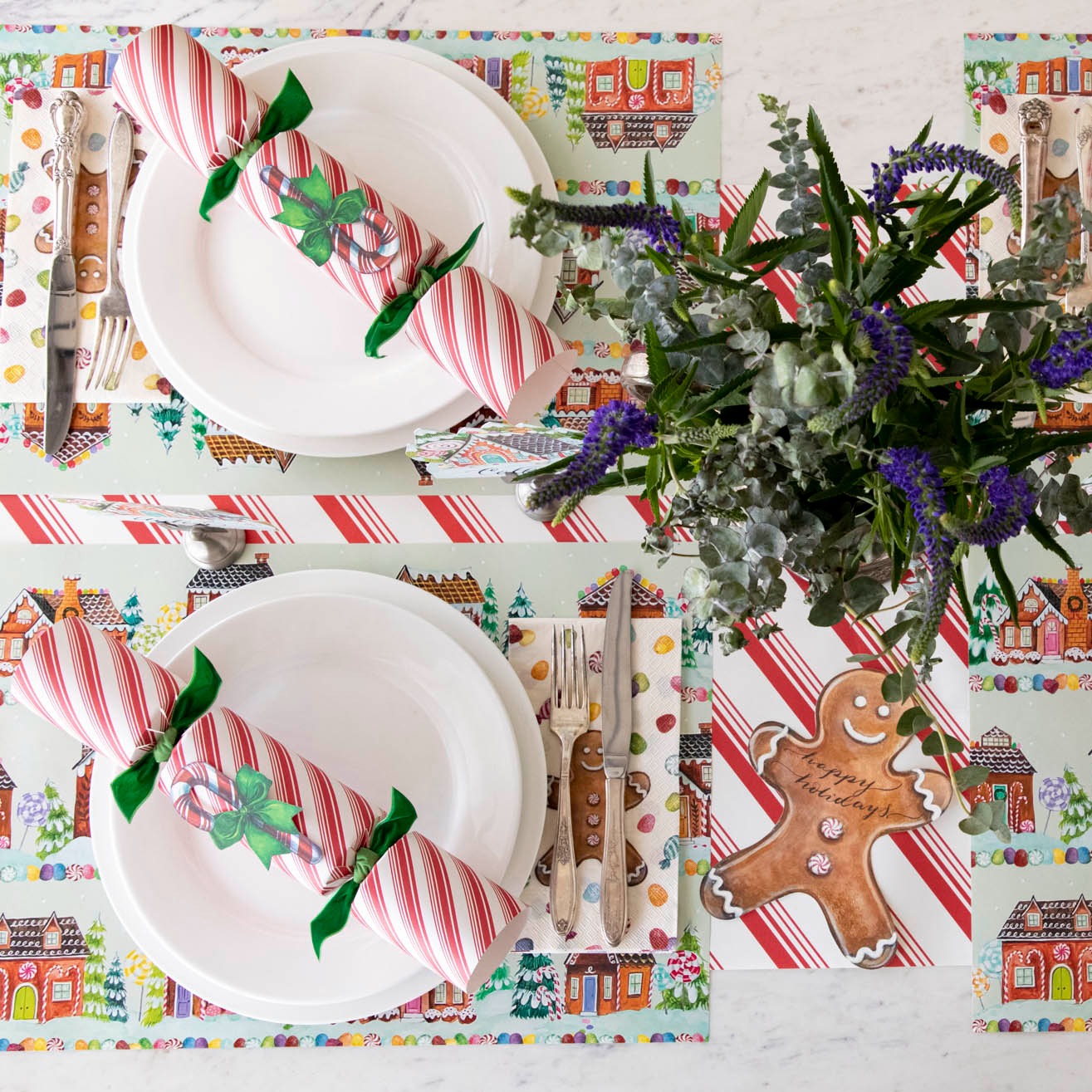 Christmas Gingerbread Village Placemat Set of 4 - Holiday Table Decor for Dining, Kitchen, and Party - Non-Slip Heat Resistant Coasters for Festive Gatherings