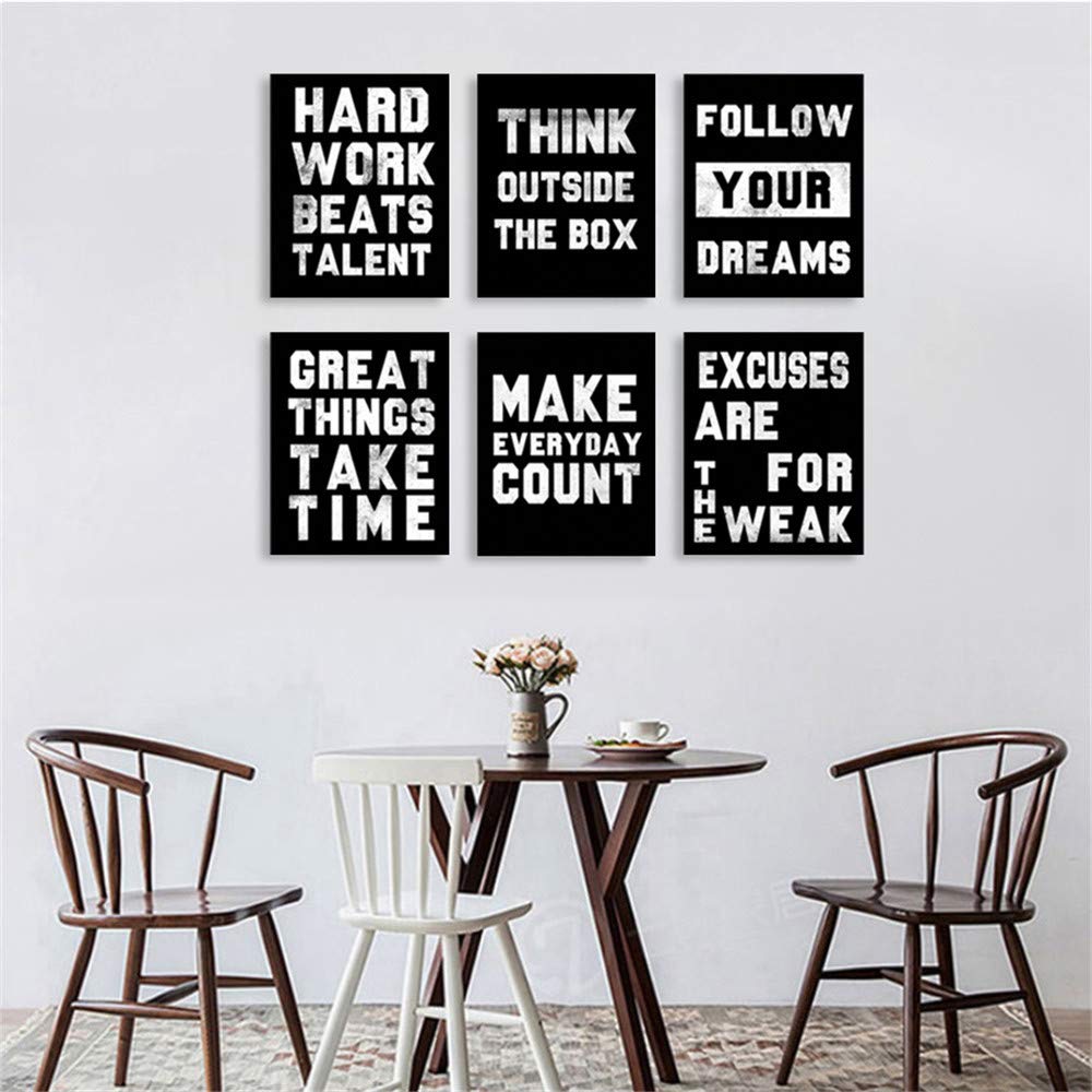 Homanga Motivational Wall Art Posters - Set of 6 Inspirational Quote Canvas Prints (8x10 Inch) for Office, Living Room, Classroom & College Decor | Positive Home & Work Space Decorations | Perfect for Teens, Students & Professionals