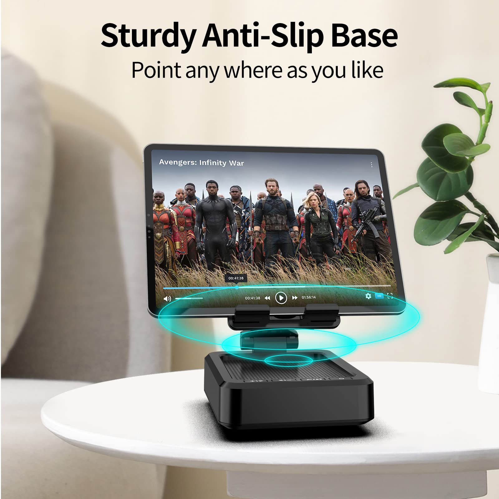 Adjustable Tablet Stand with Bluetooth Speaker - Wireless Phone & Tablet Holder, Desk Charging Station - Perfect for Kitchen, Office, Home Use - Great Gift for Men & Women