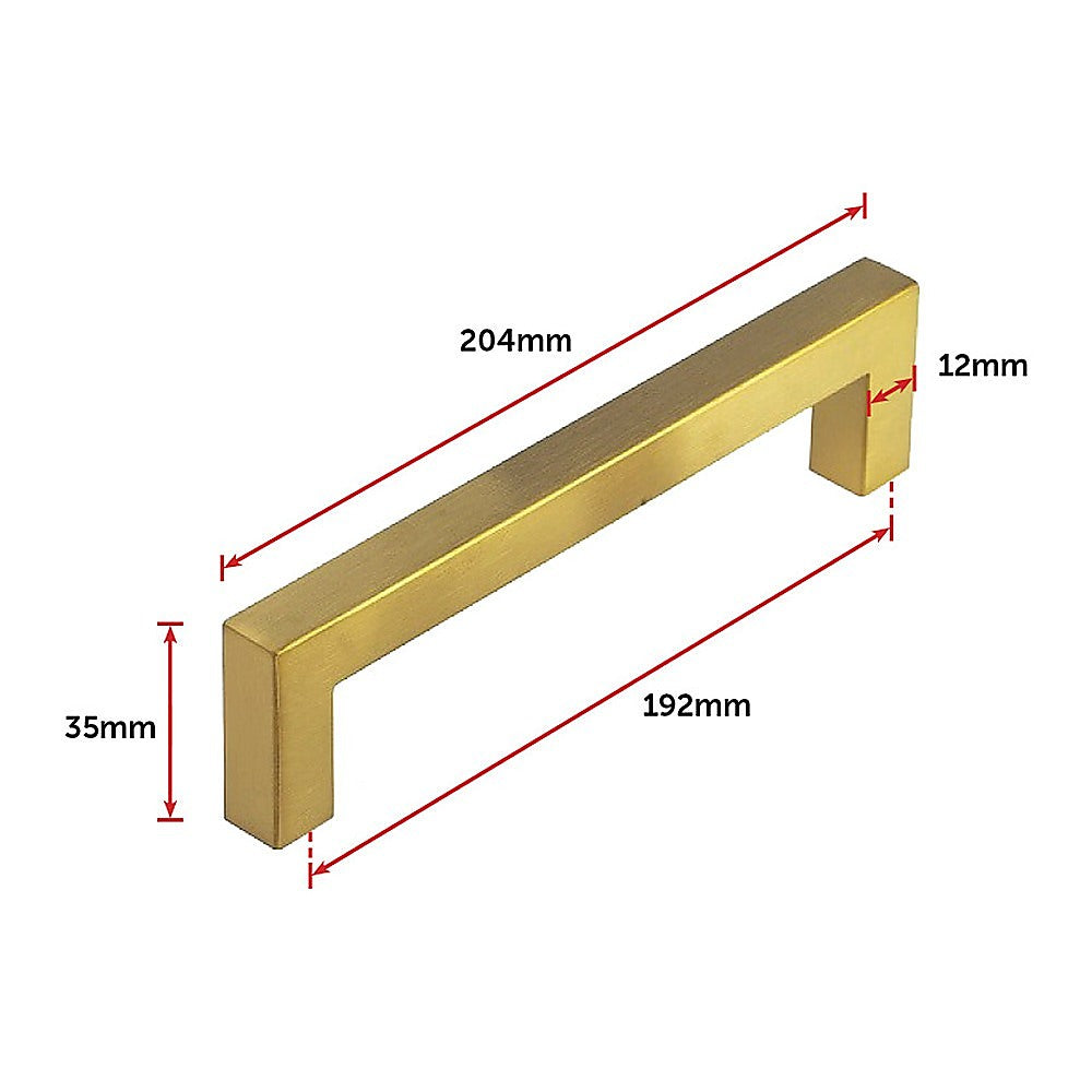 15 Pack Brushed Brass Drawer Pulls - 192mm Kitchen Cabinet Handles with Gold Finish for Modern Cabinets & Furniture (Bedroom, Bathroom, Office)