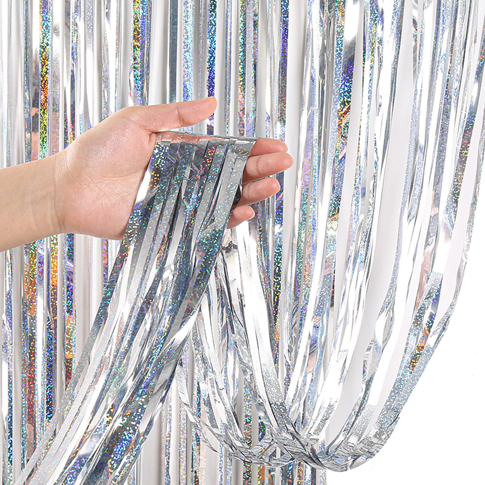 3 Pack Silver Fringe Tinsel Backdrop Curtains for Parties - 3.3' x 6.6' Disco Party Decor, Birthday & Event Decorations - Perfect for Photo Booths, Stage Backgrounds & Home Celebrations