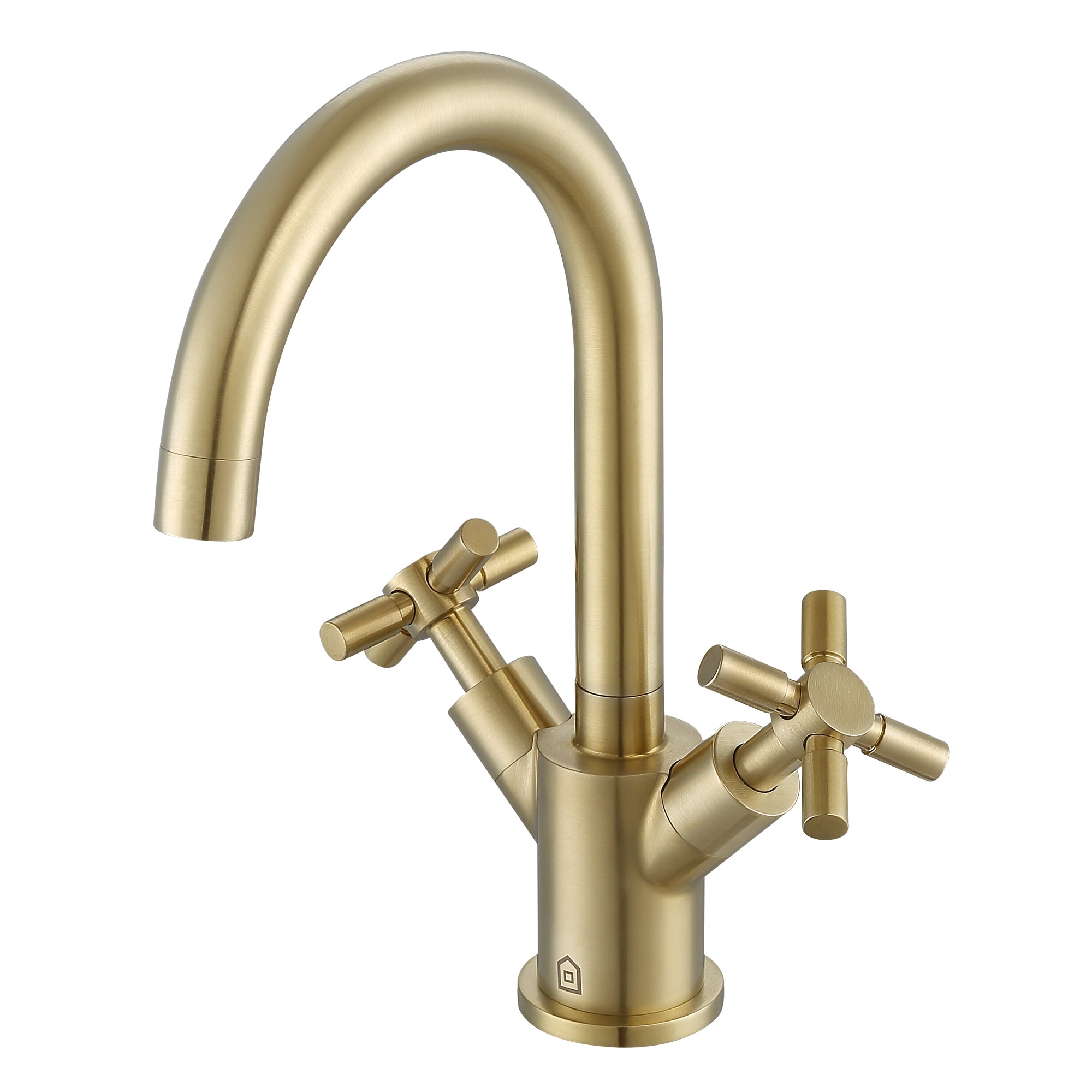 Ancona Prima Cross Handle 1 Hole Bathroom Faucet in Brushed Champagne Gold - Modern Single Hole Bathroom Sink Faucet for Vanity, Powder Room & Guest Bath (Brushed Gold Finish)