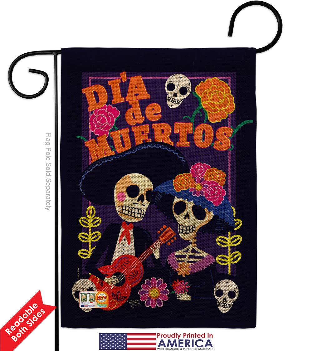 Day of the Dead Burlap Garden Flag Set - Mexican Party Decor for Fall & Yard