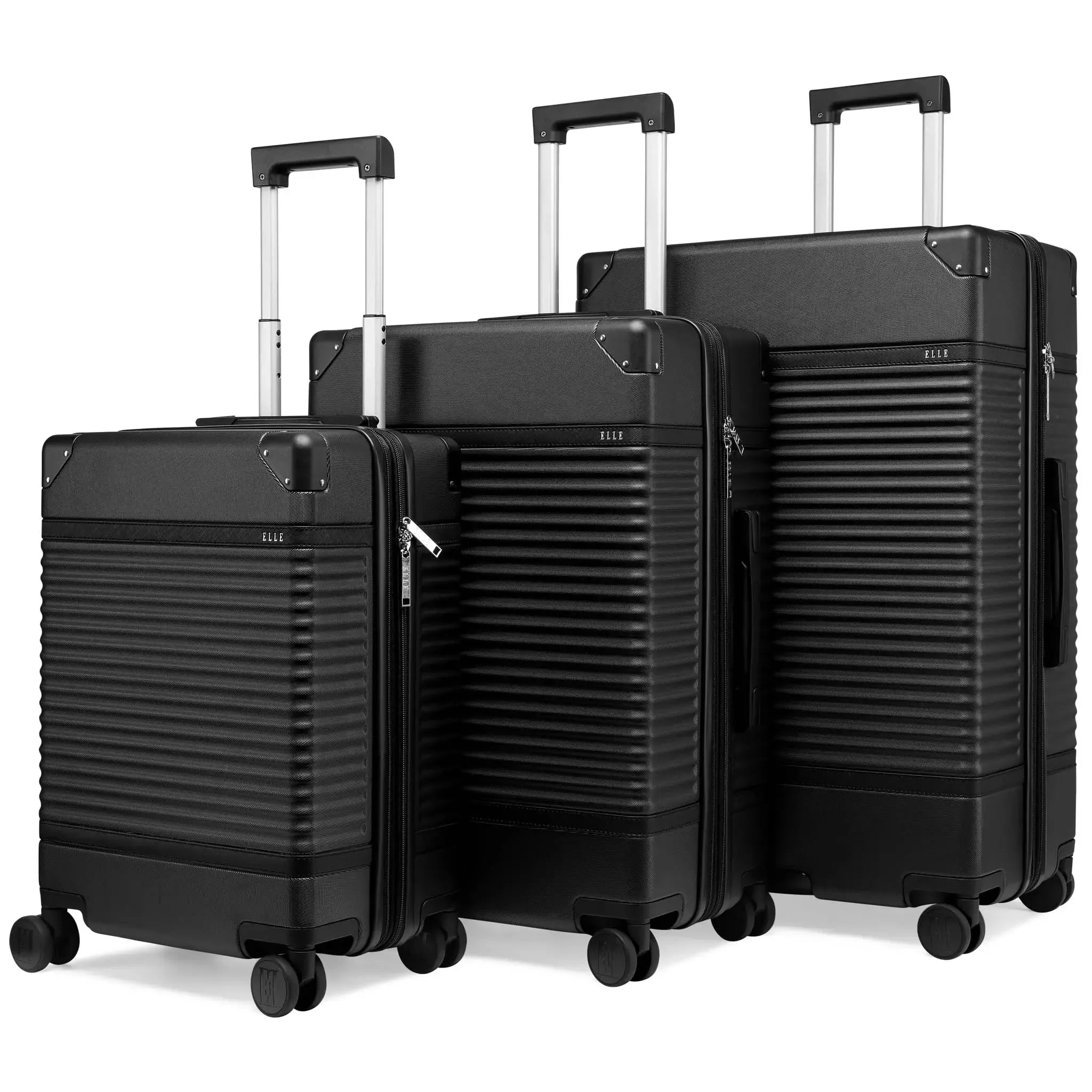 Vintage Expandable 3-Piece Luggage Set by Belleville - Lightweight Spinner Suitcase for Travel, Business Trips & Weekend Getaways