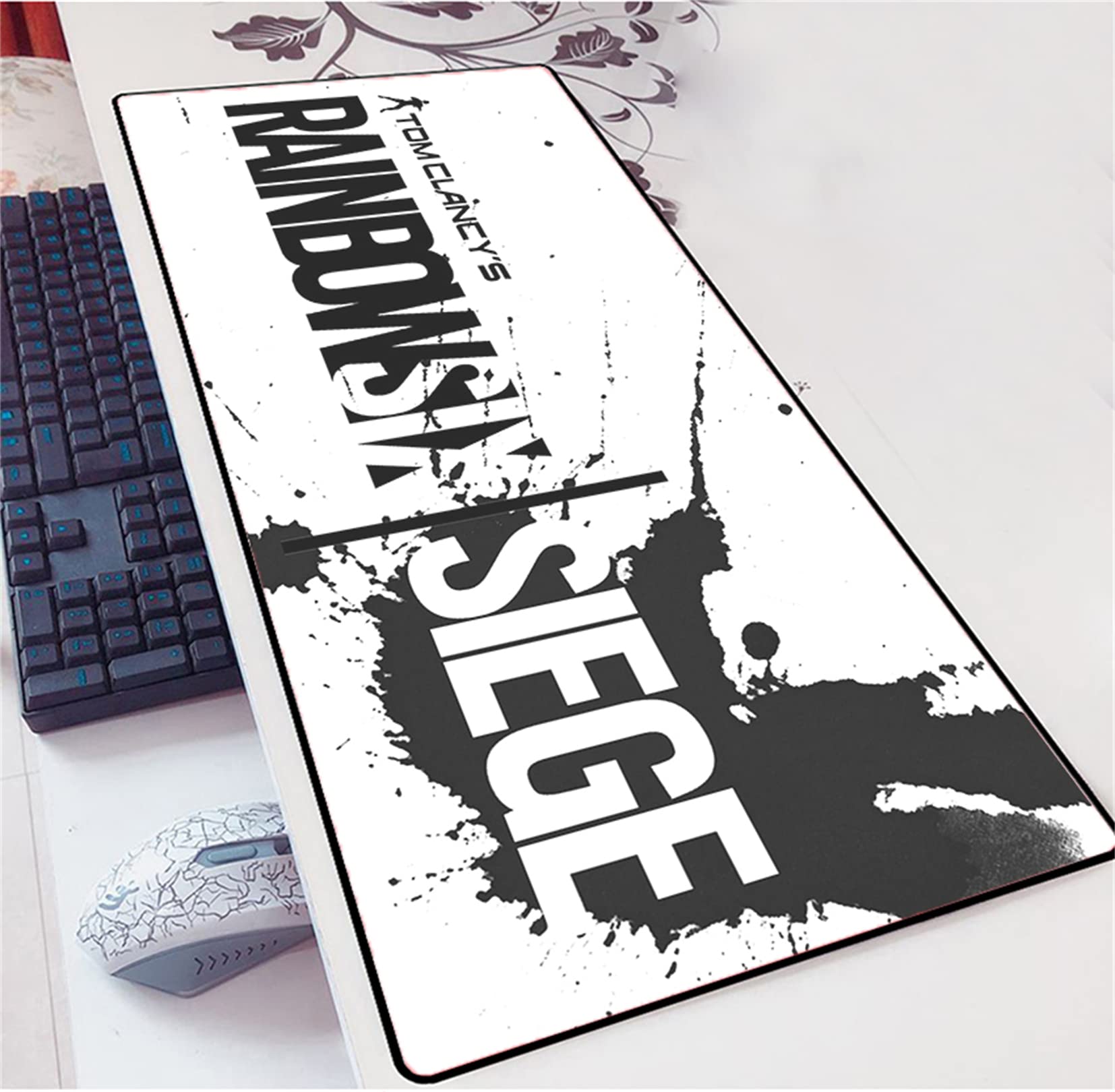 HEJINK Large Gaming Mouse Pad 27.5 x 11.8 Inches - Non-Slip RGB Mouse Mat for Rainbow Six Siege, PC, Laptop & Computer Desk - Perfect for Esports, Office Work & Gaming Setup (700x300x3mm)