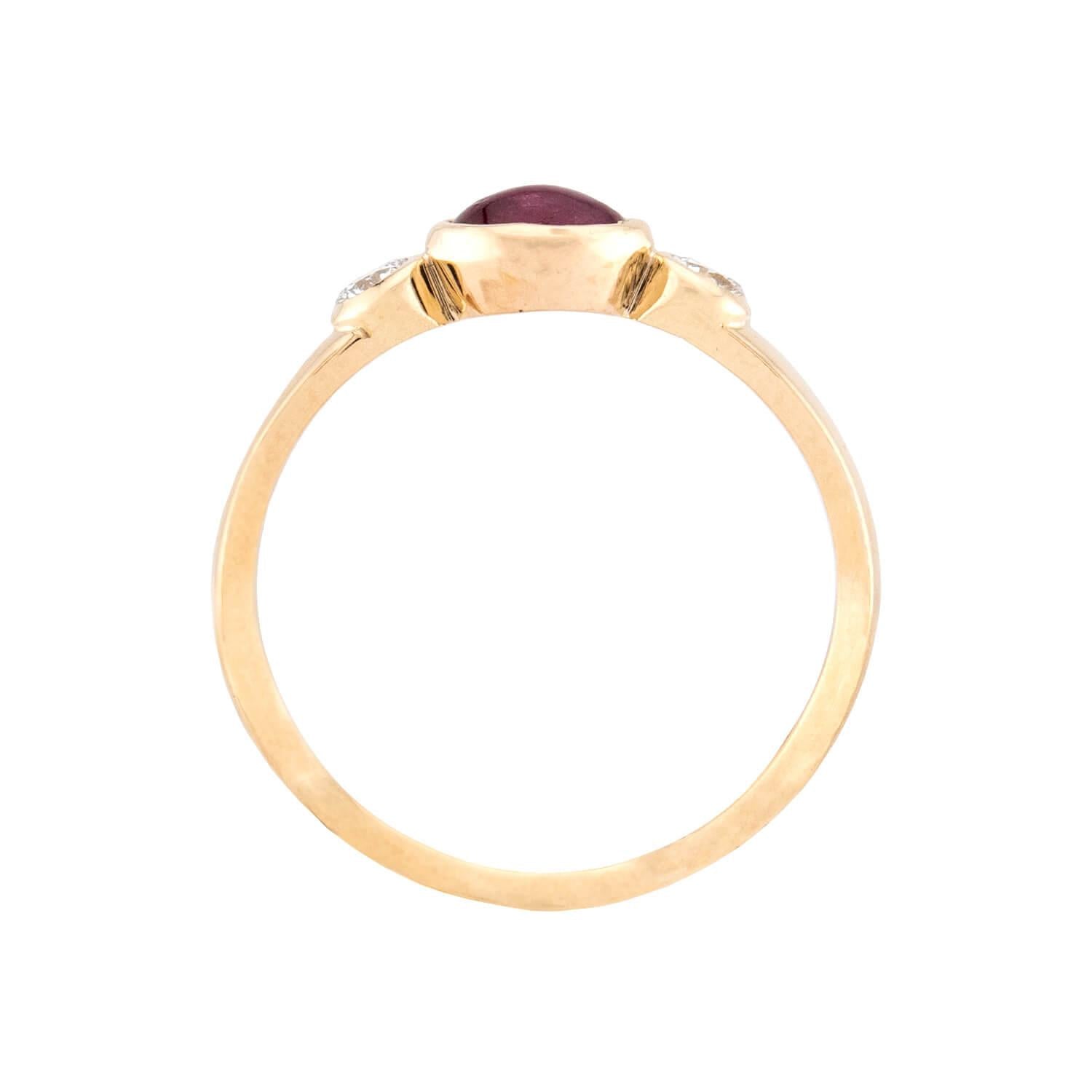 14K Gold Ruby and Diamond Three-Stone Ring for Women - Elegant Vintage Style Jewelry for Engagement, Anniversary, and Special Occasions