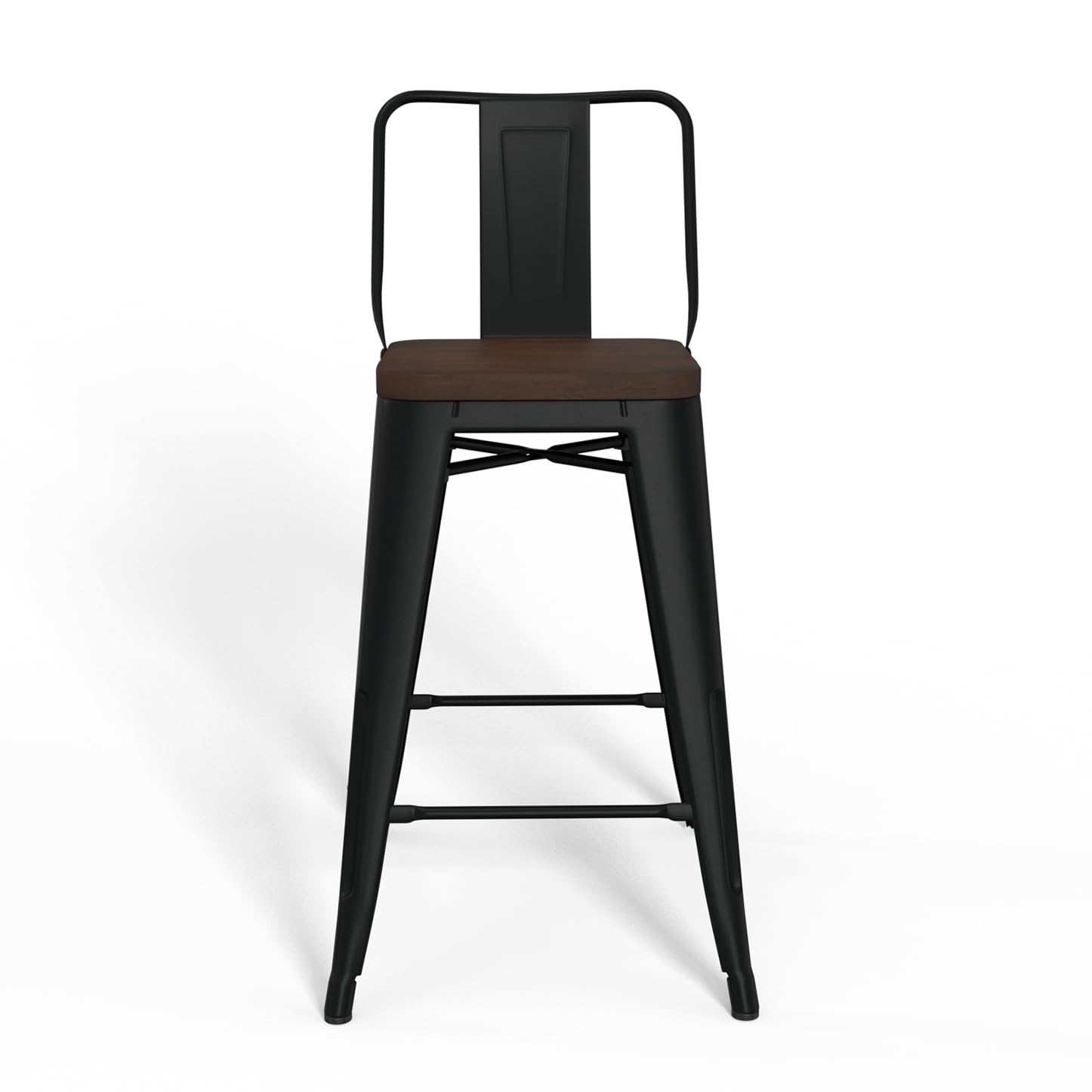 SIMPLIHOME Rayne Industrial Metal 24 Inch Counter Height Bar Stools (Set of 2) - Black Metal & Wood Stools for Kitchen Island, Breakfast Nook & Dining Room - Modern Farmhouse & Industrial Style Bar Stools
