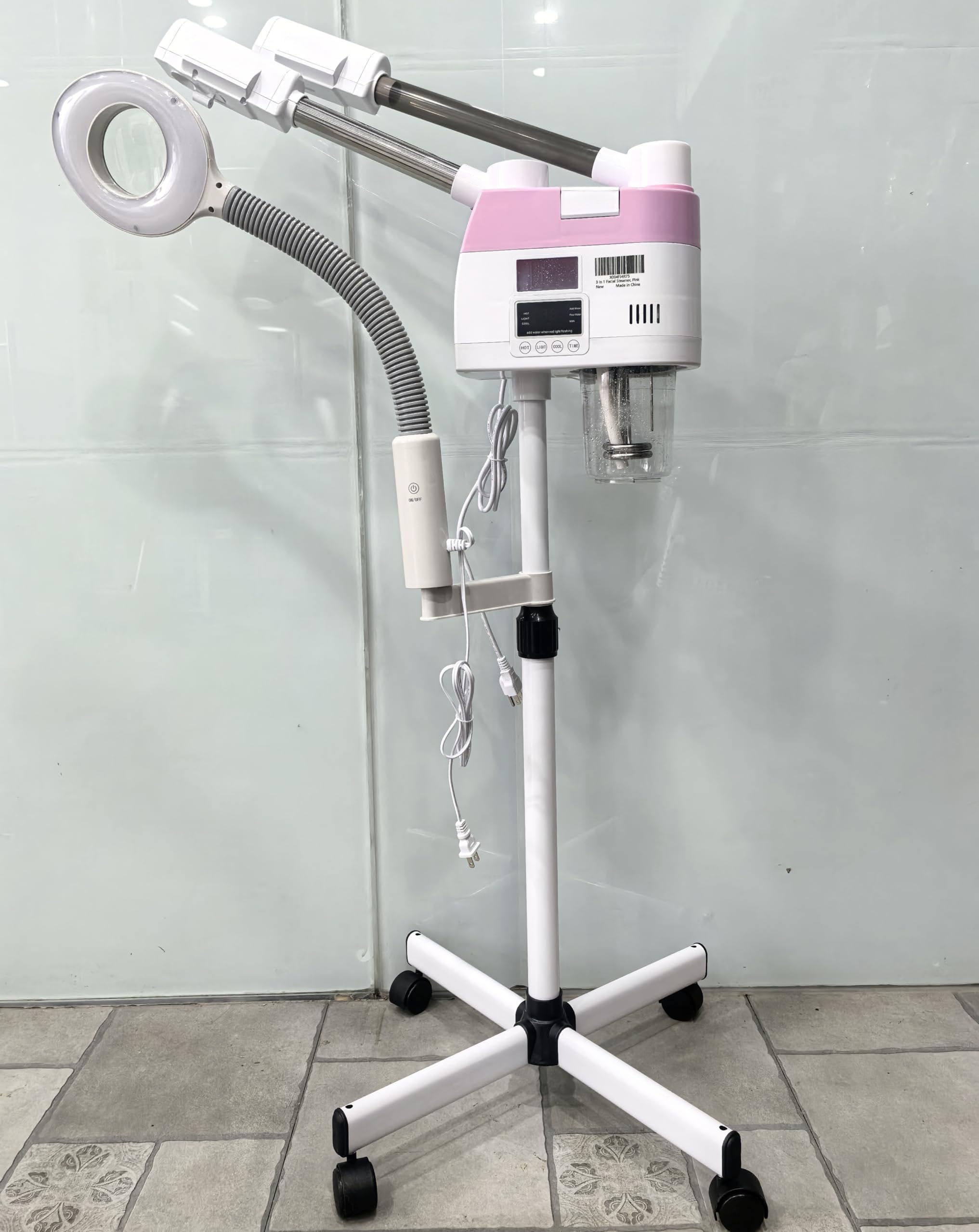Professional 3-in-1 Facial Steamer with 5X Magnifying Lamp | Hot & Cool Mist Ozone Therapy | Portable Esthetician Steamer on Wheels for Home, Salon & Spa | Perfect for Deep Cleansing, Blackhead Removal & Skin Hydration
