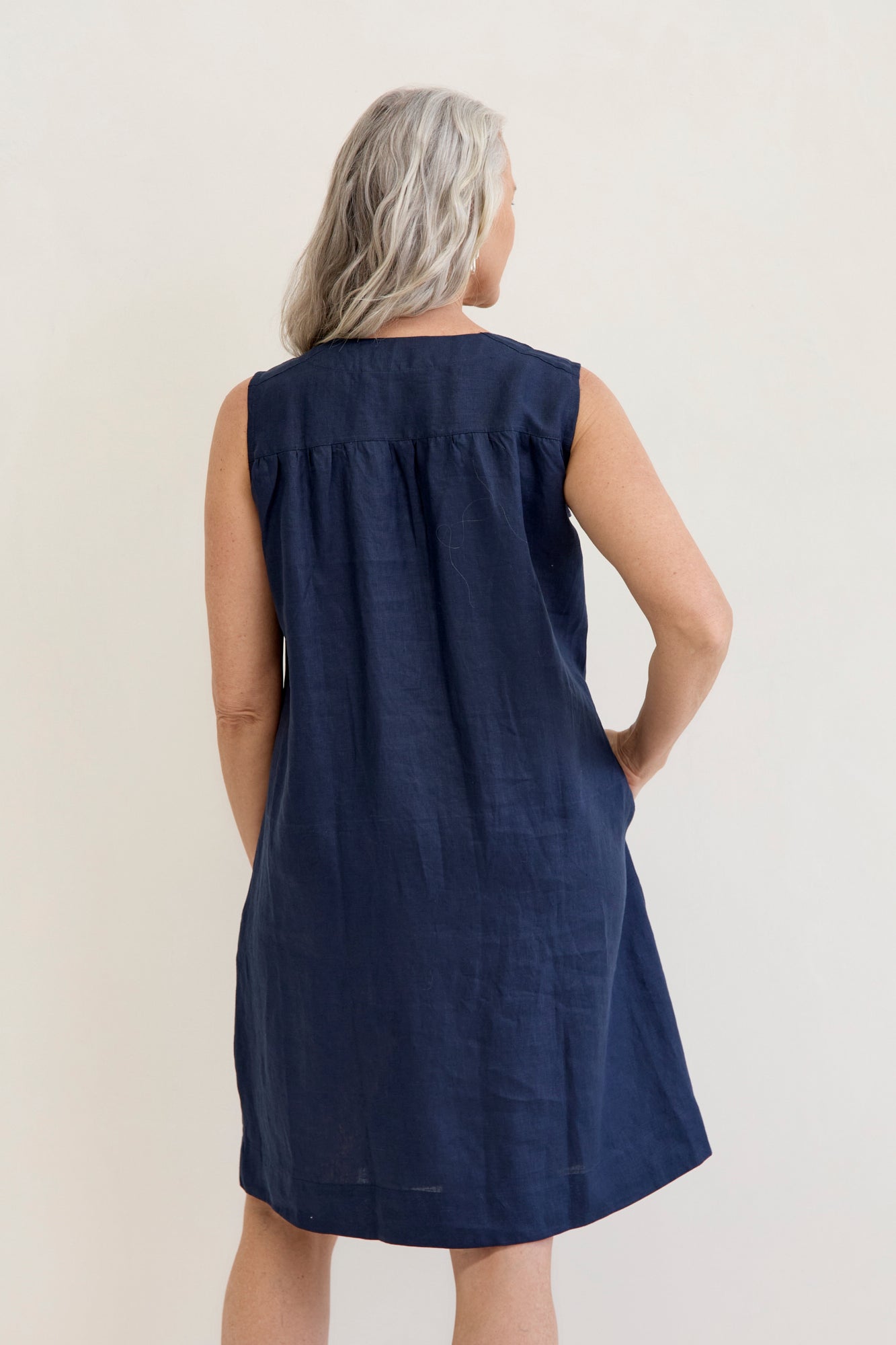 Navy Blue Linen Dress for Women - Breathable & Comfortable Summer Dress for Beach, Vacation & Casual Wear