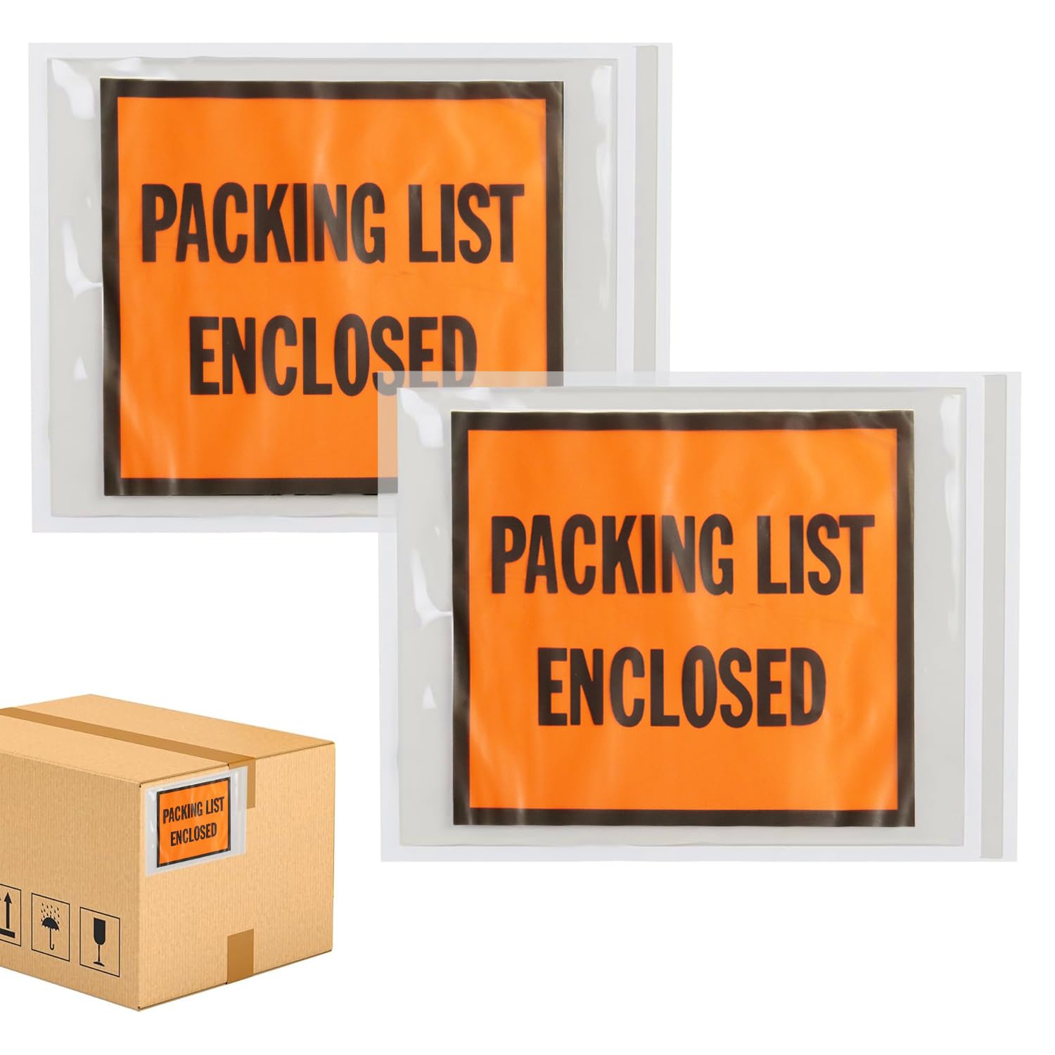 PSBM 2,000-Pack 10x5.5 Inch Full Face Printed Shipping Envelopes - Orange/Black Invoice & Packing Slip Pouches for Ecommerce, Business Mail, and Document Organization