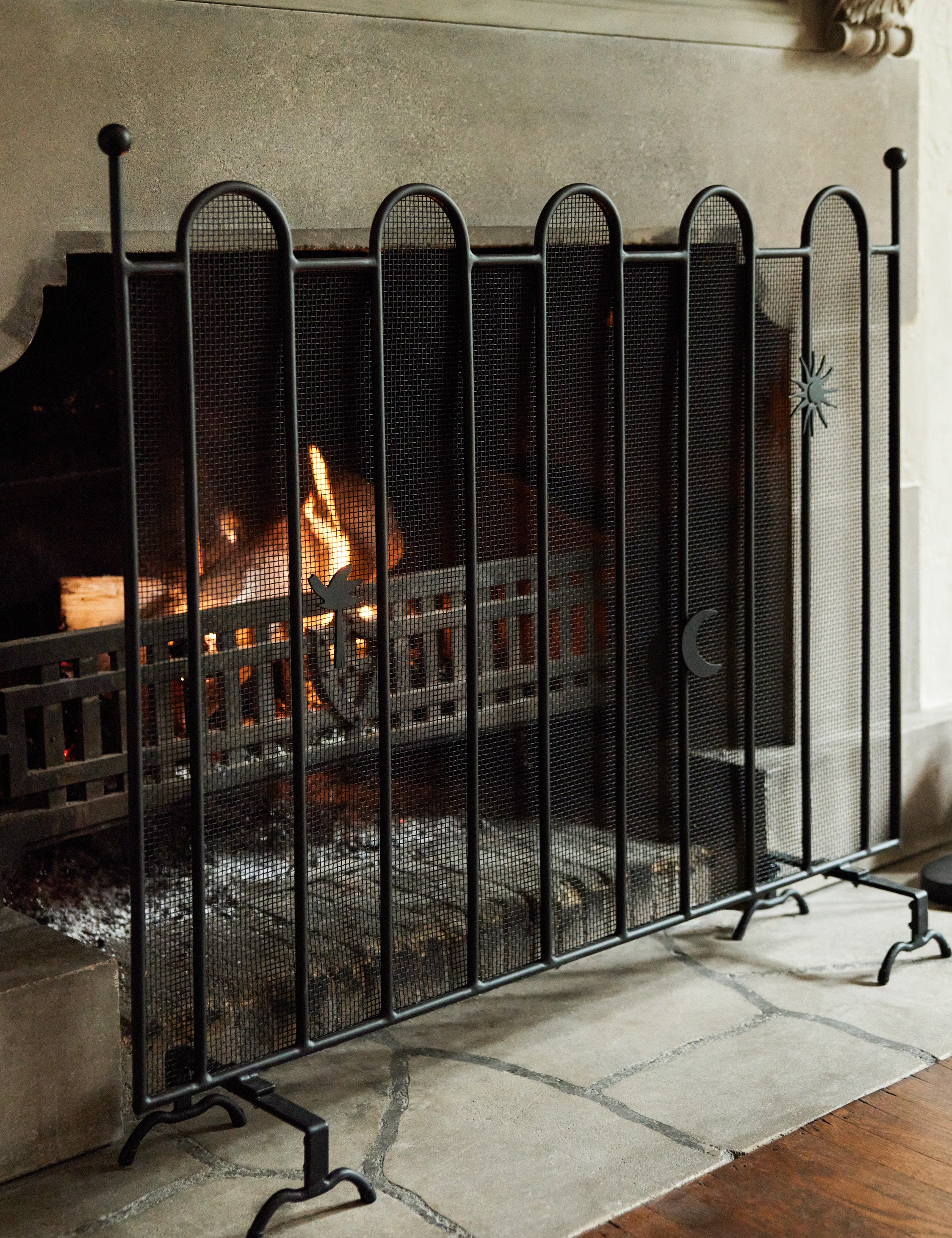 Este Fireplace Screen by Sarah Sherman Samuel - Decorative Fireplace Safety Guard for Indoor & Outdoor Use - Perfect for Living Rooms, Patios, and Fireplace Decor