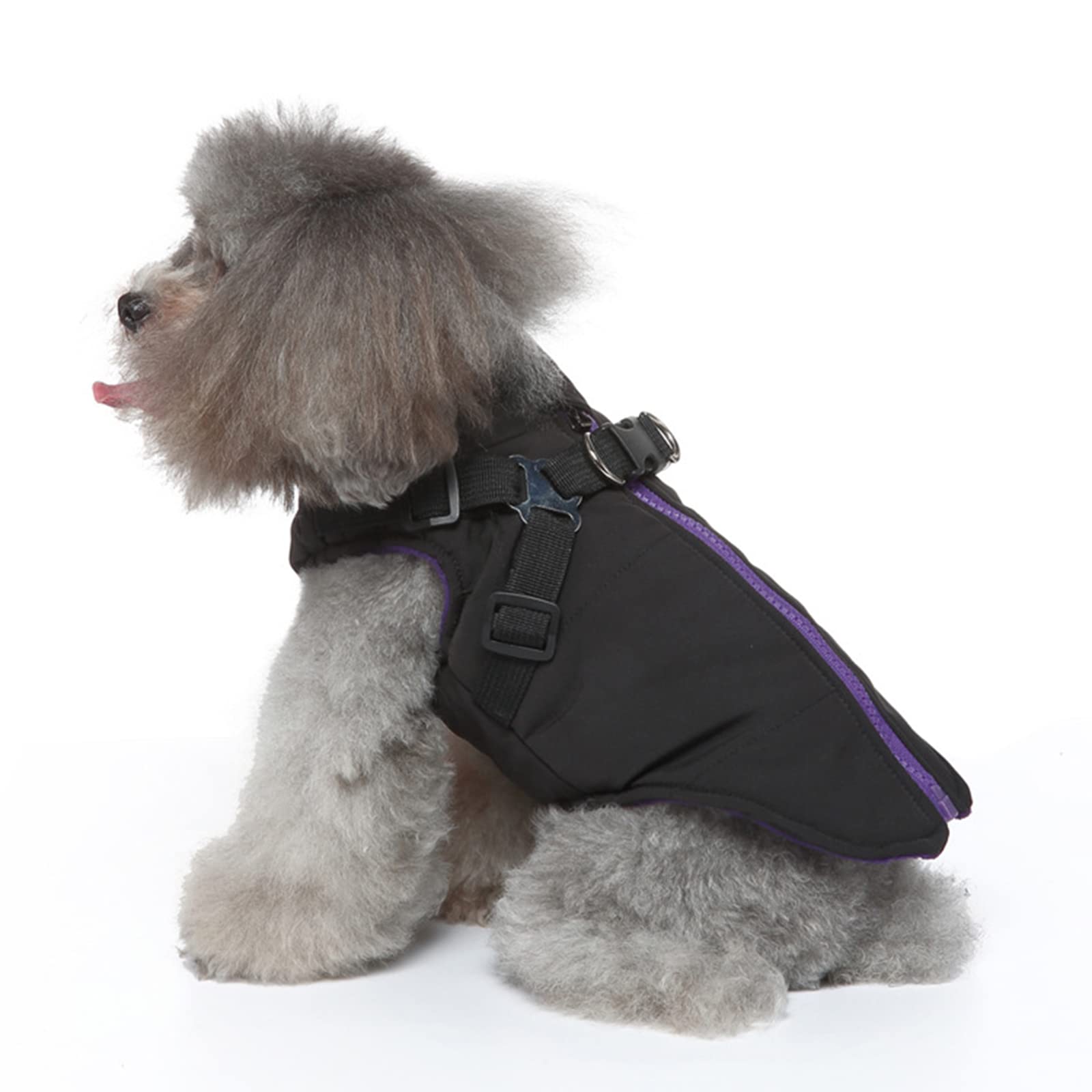 2-in-1 Dog Winter Coat with Harness - Warm Zippered Jacket & No-Pull Vest for Small to Medium Dogs (XL, Black) | Perfect for Cold Weather Walks & Outdoor Adventures