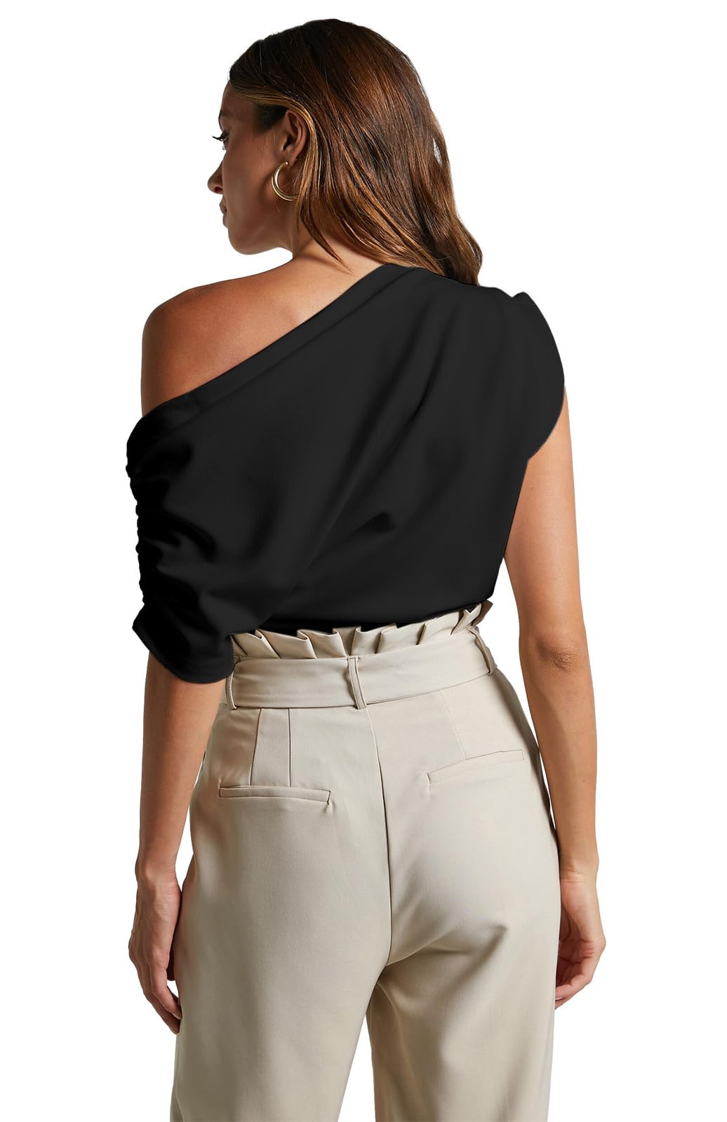 Ekaliy Women's Off Shoulder Casual Crop Top - Ruched Basic Slim Fit T-Shirt for Going Out | Y2K Style Blouse for Summer, Party, and Streetwear Fashion