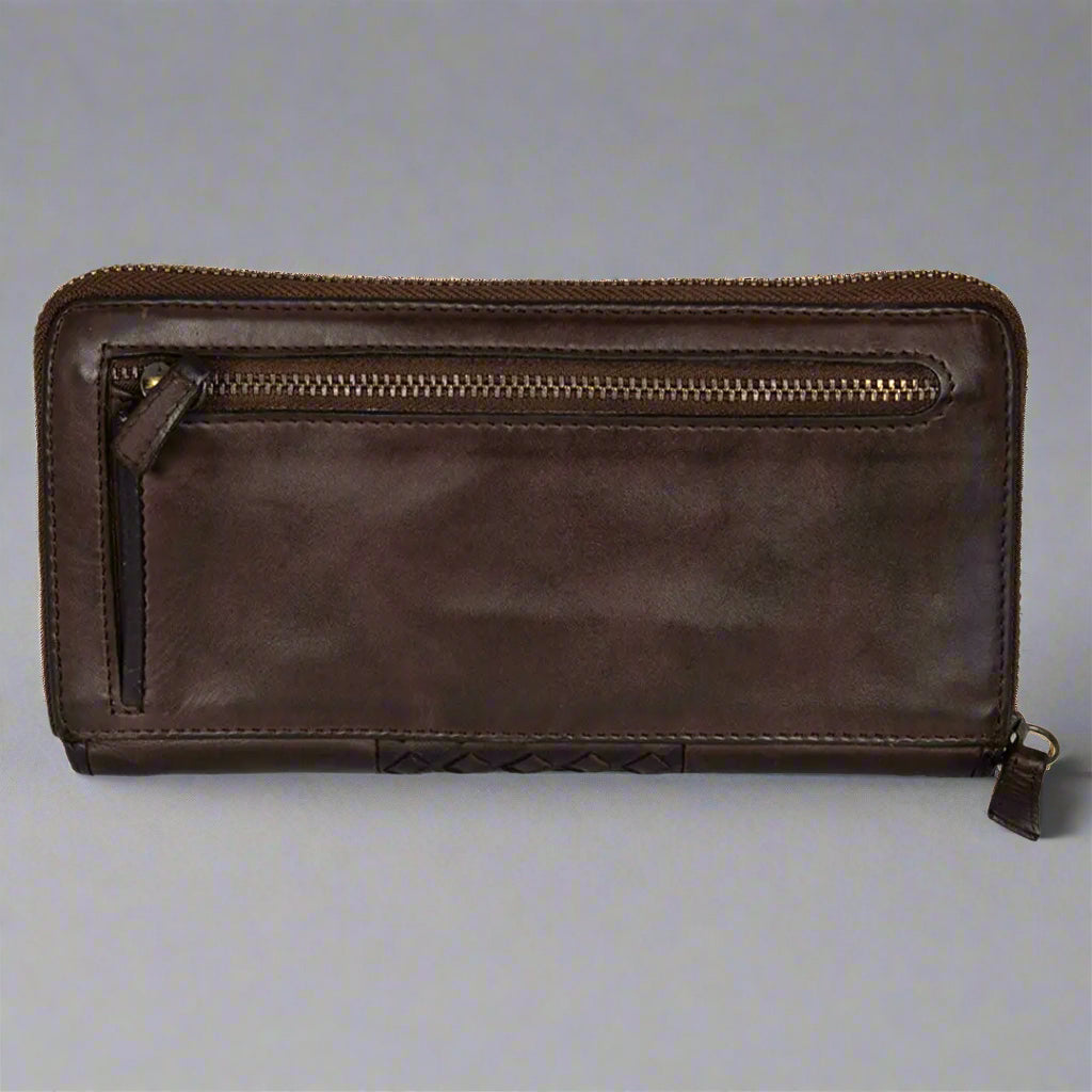 BOL Women's Basket Weave Zip Around Clutch Wallet - Stylish Crossbody Purse for Evening Parties, Travel & Daily Use
