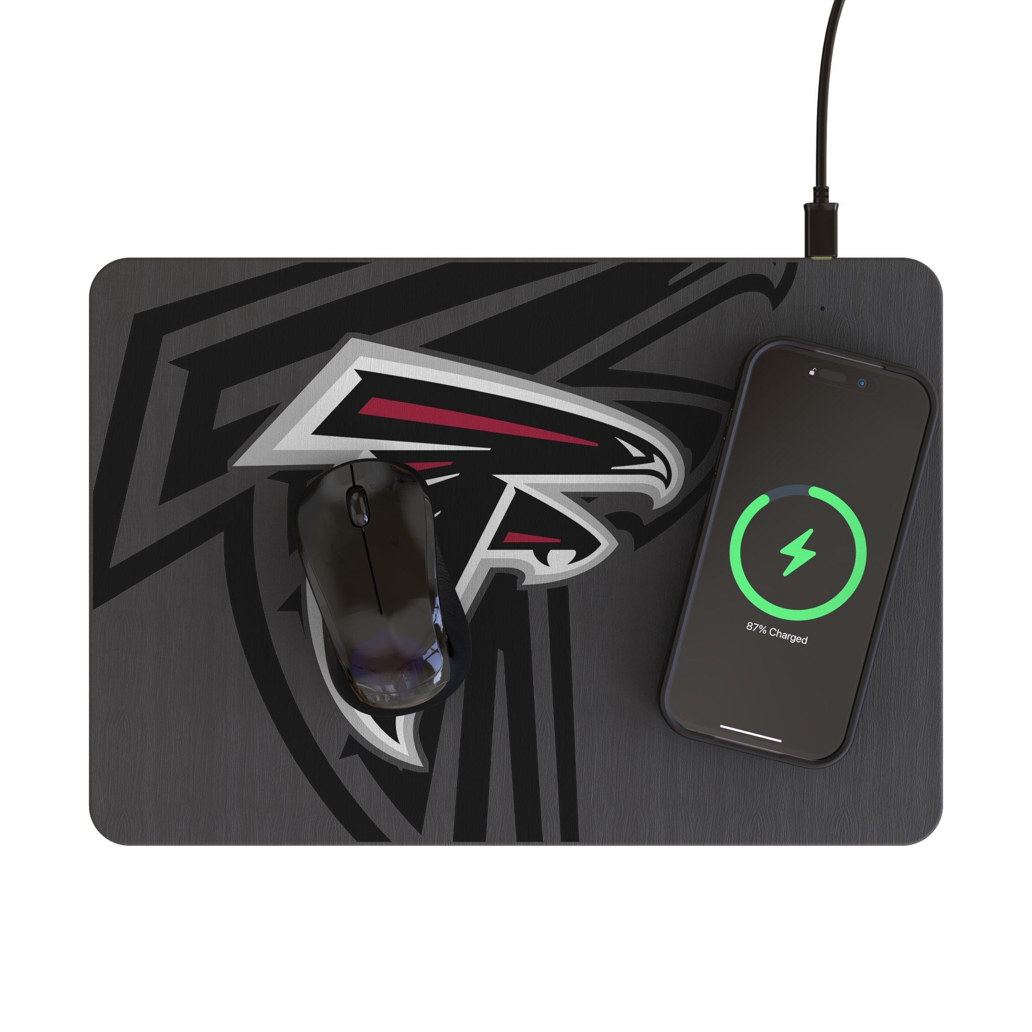 Atlanta Falcons Wireless Charging Mouse Pad - 15W Fast Qi Wireless Charger with Non-Slip Base - Perfect for Office, Gaming & Falcons Fans Gifts
