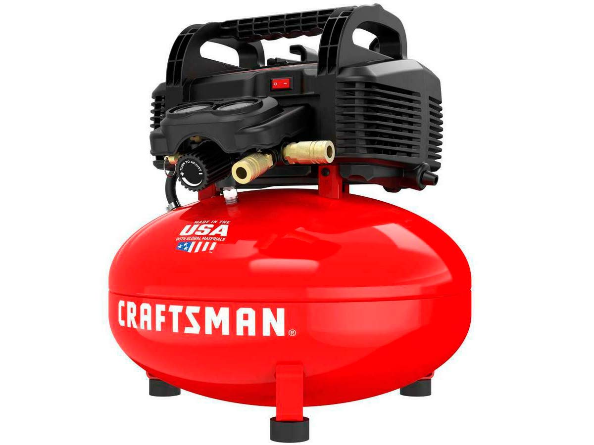 CRAFTSMAN 6-Gallon Single Stage Portable Electric Pancake Air Compressor - Powerful & Quiet for Home DIY, Woodworking, Nail Guns & Inflating Tires