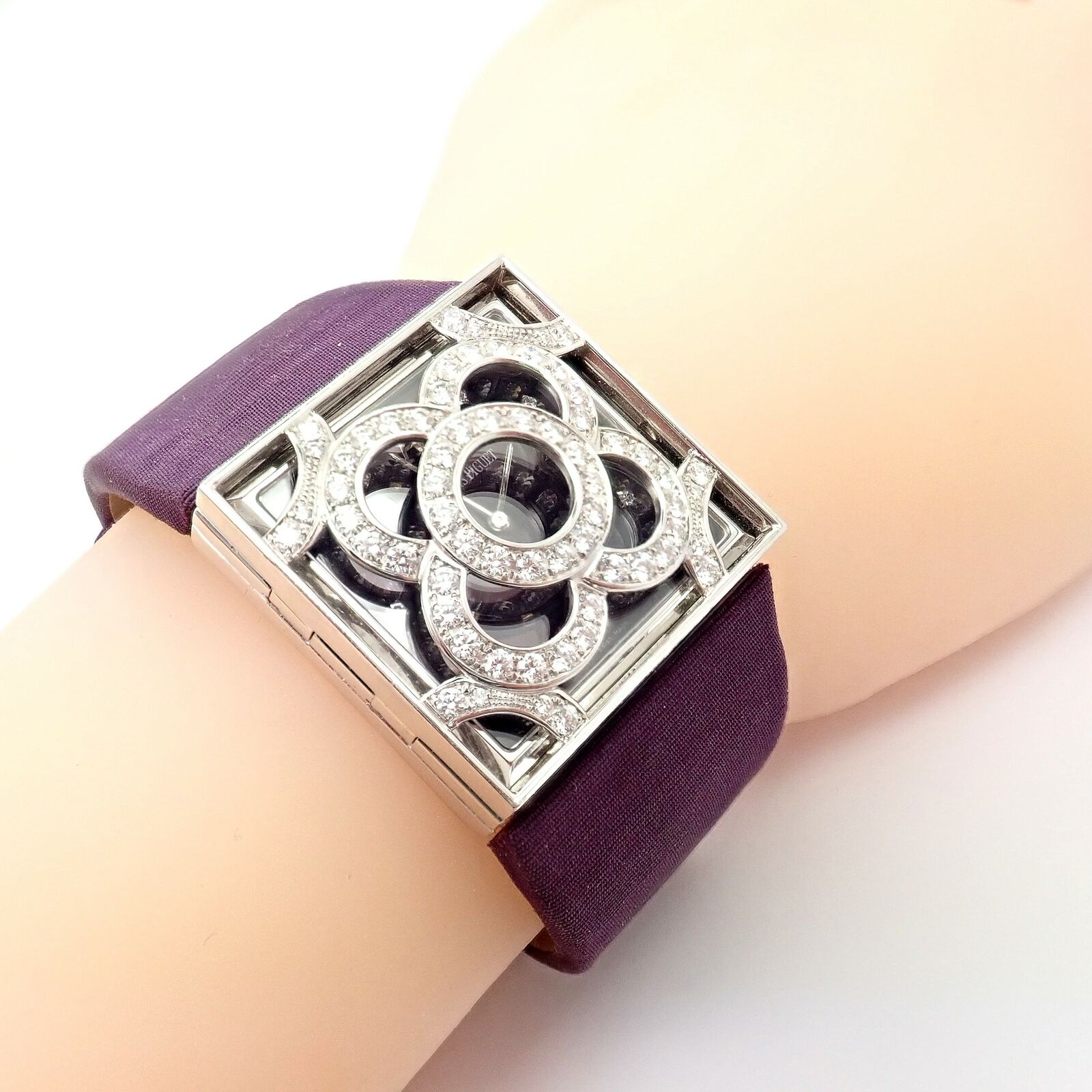 Authentic Audemars Piguet Danae 18k White Gold Diamond Ladies Watch - Luxury Swiss Timepiece for Women, Elegant Satin Strap, Perfect for Gifts & Special Occasions